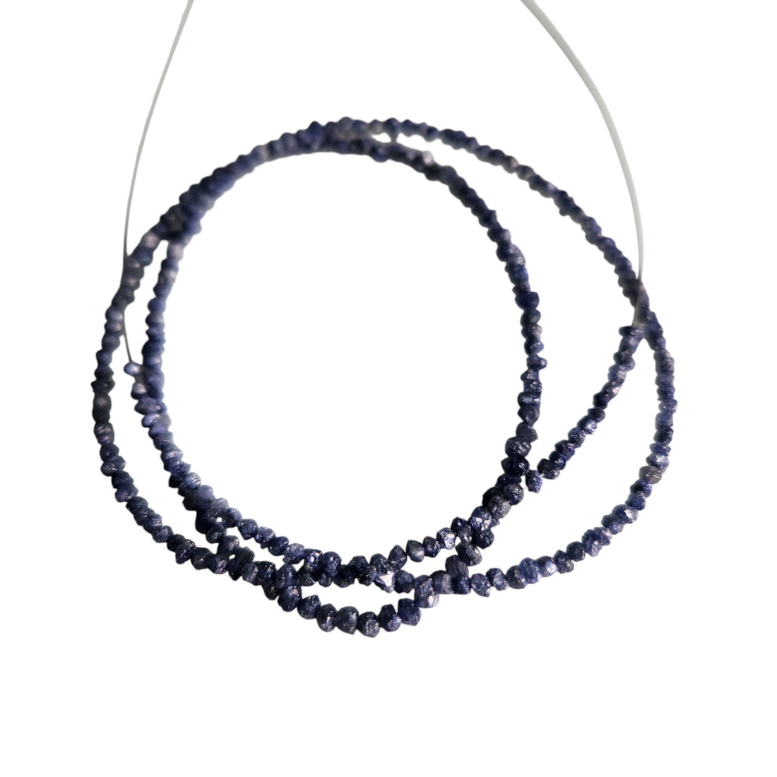 15 ct natural purple round rough uncut loose diamond beads 16" strand chain silver clasp