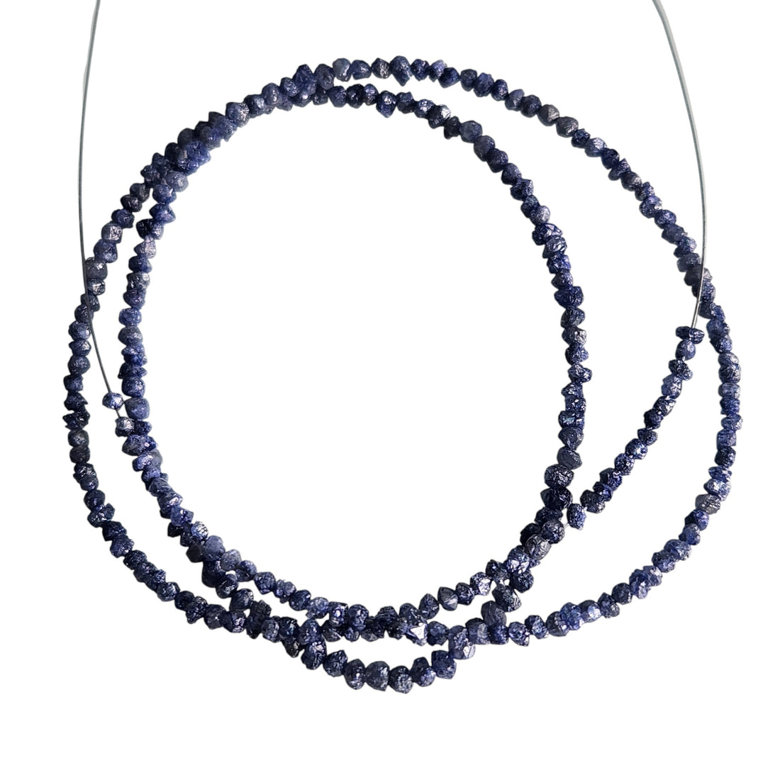 15 ct natural purple round rough uncut loose diamond beads 16" strand chain silver clasp