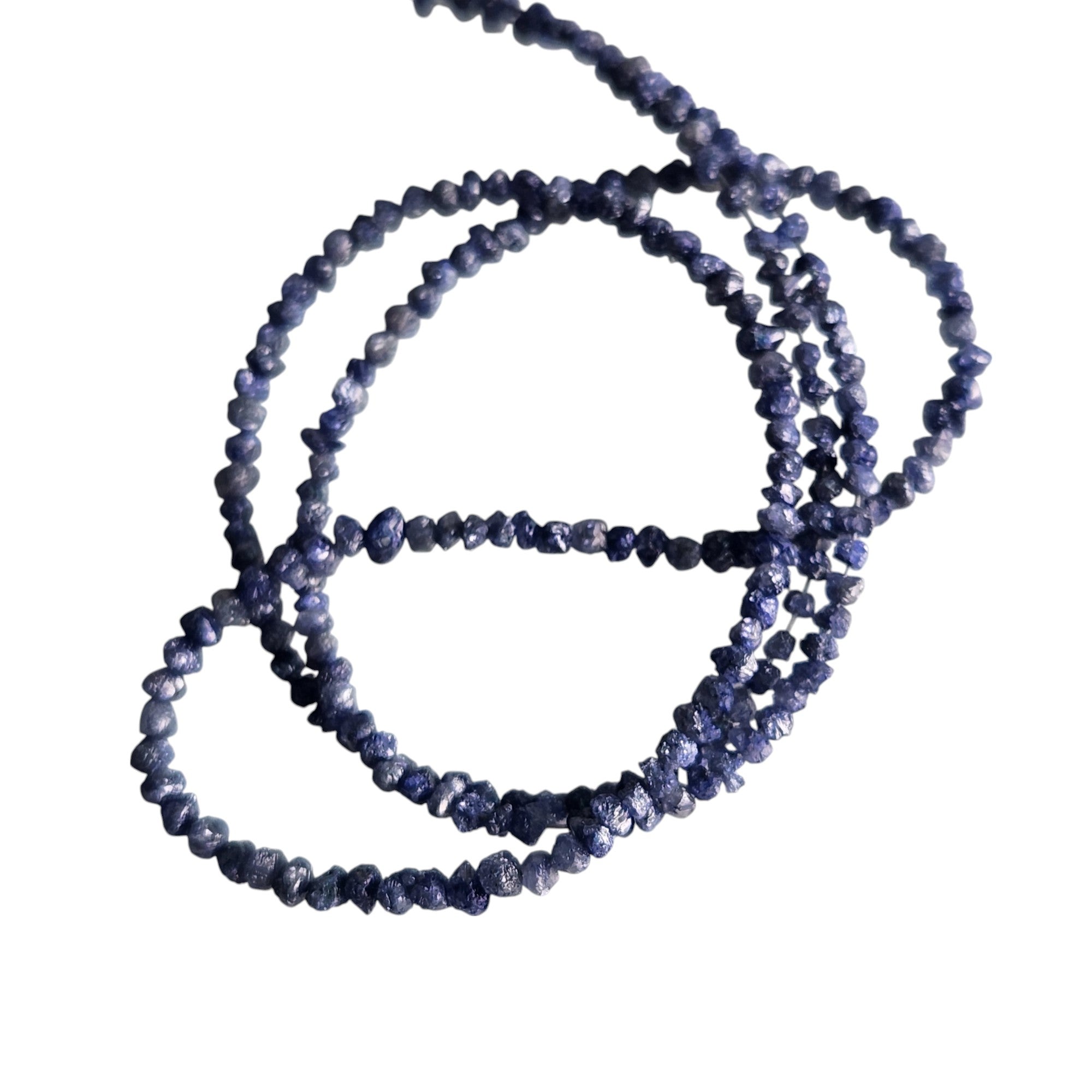 15 ct natural purple round rough uncut loose diamond beads 16" strand chain silver clasp