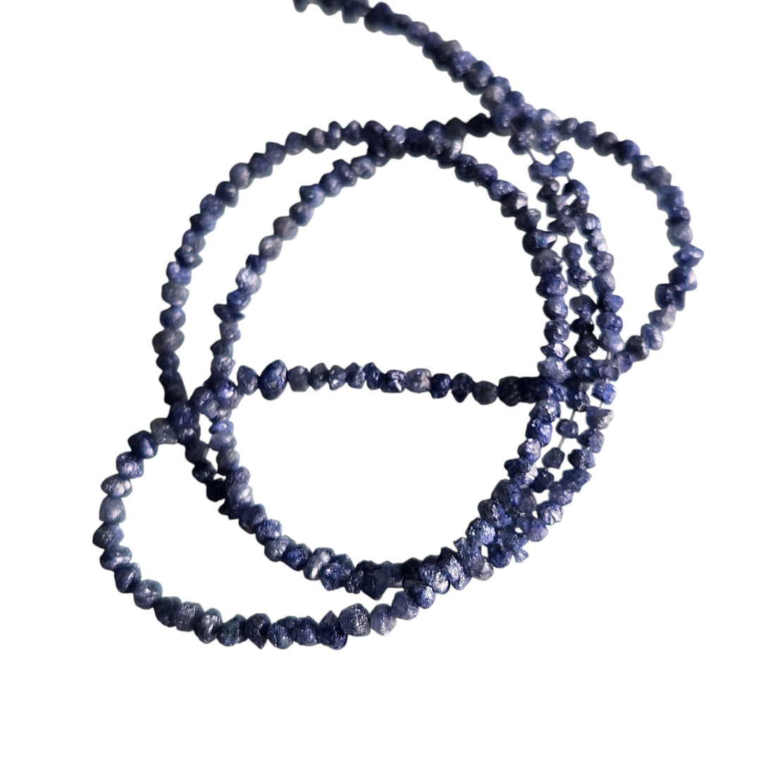 15 ct natural purple round rough uncut loose diamond beads 16" strand chain silver clasp