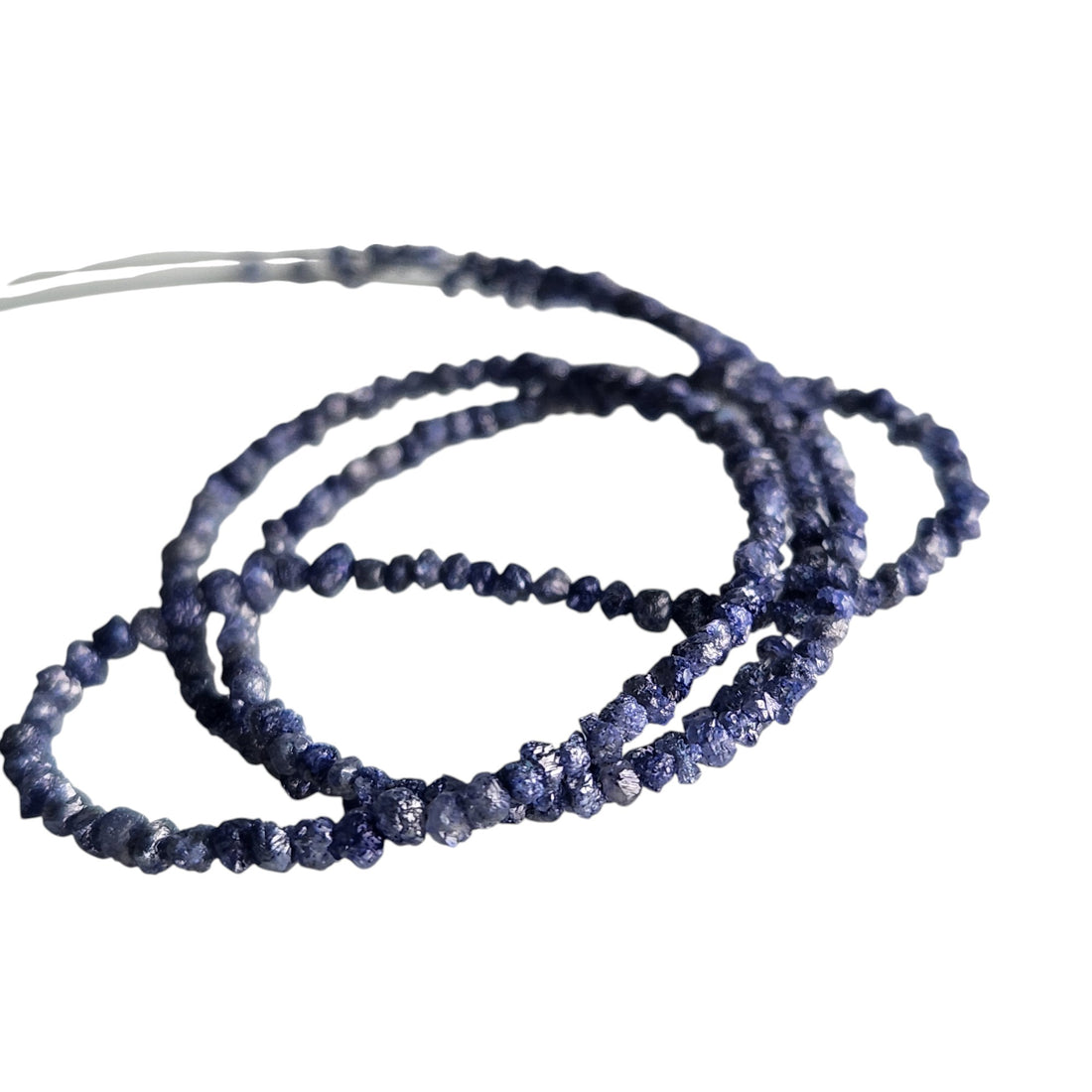15 ct natural purple round rough uncut loose diamond beads 16" strand chain silver clasp