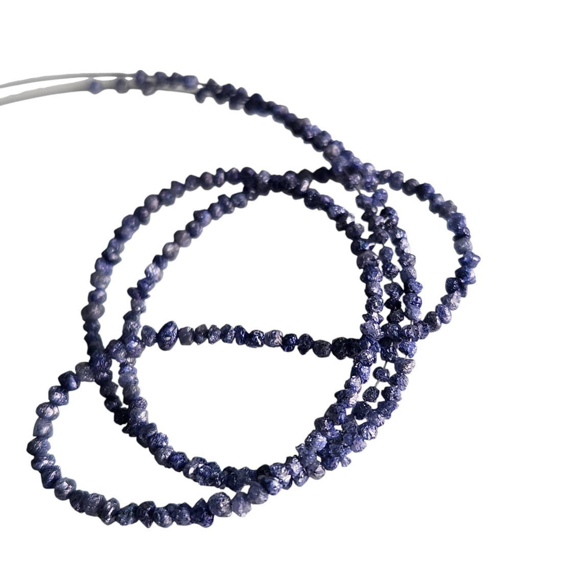 15 ct natural purple round rough uncut loose diamond beads 16" strand chain silver clasp