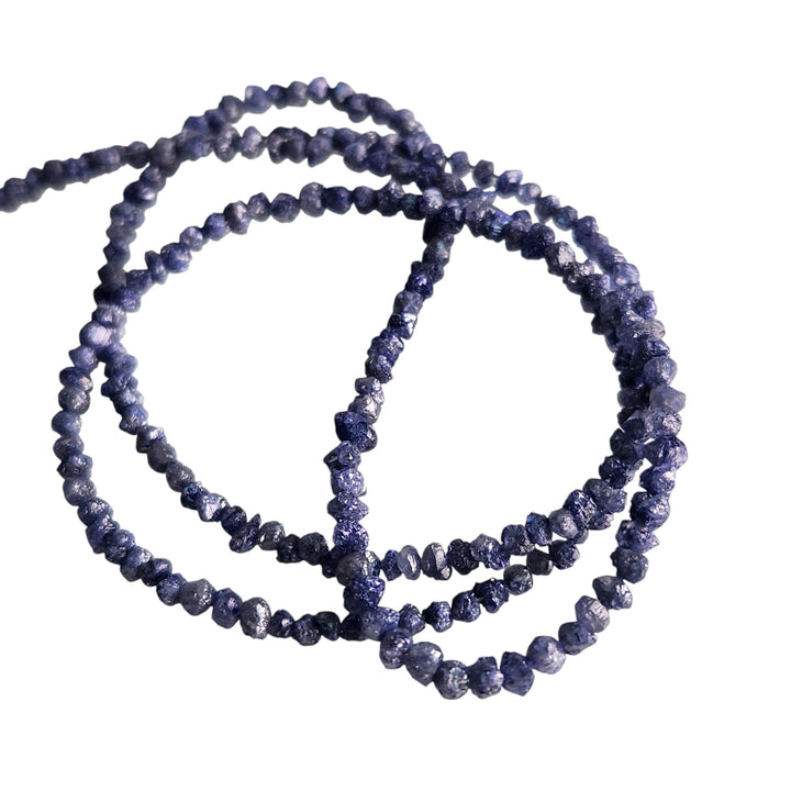 15 ct natural purple round rough uncut loose diamond beads 16" strand chain silver clasp