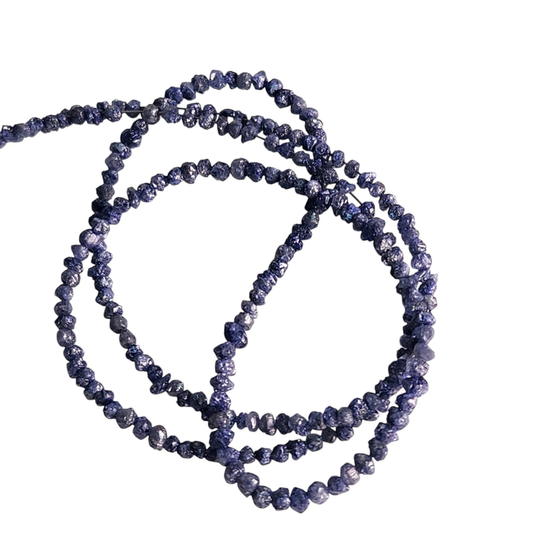 15 ct natural purple round rough uncut loose diamond beads 16" strand chain silver clasp