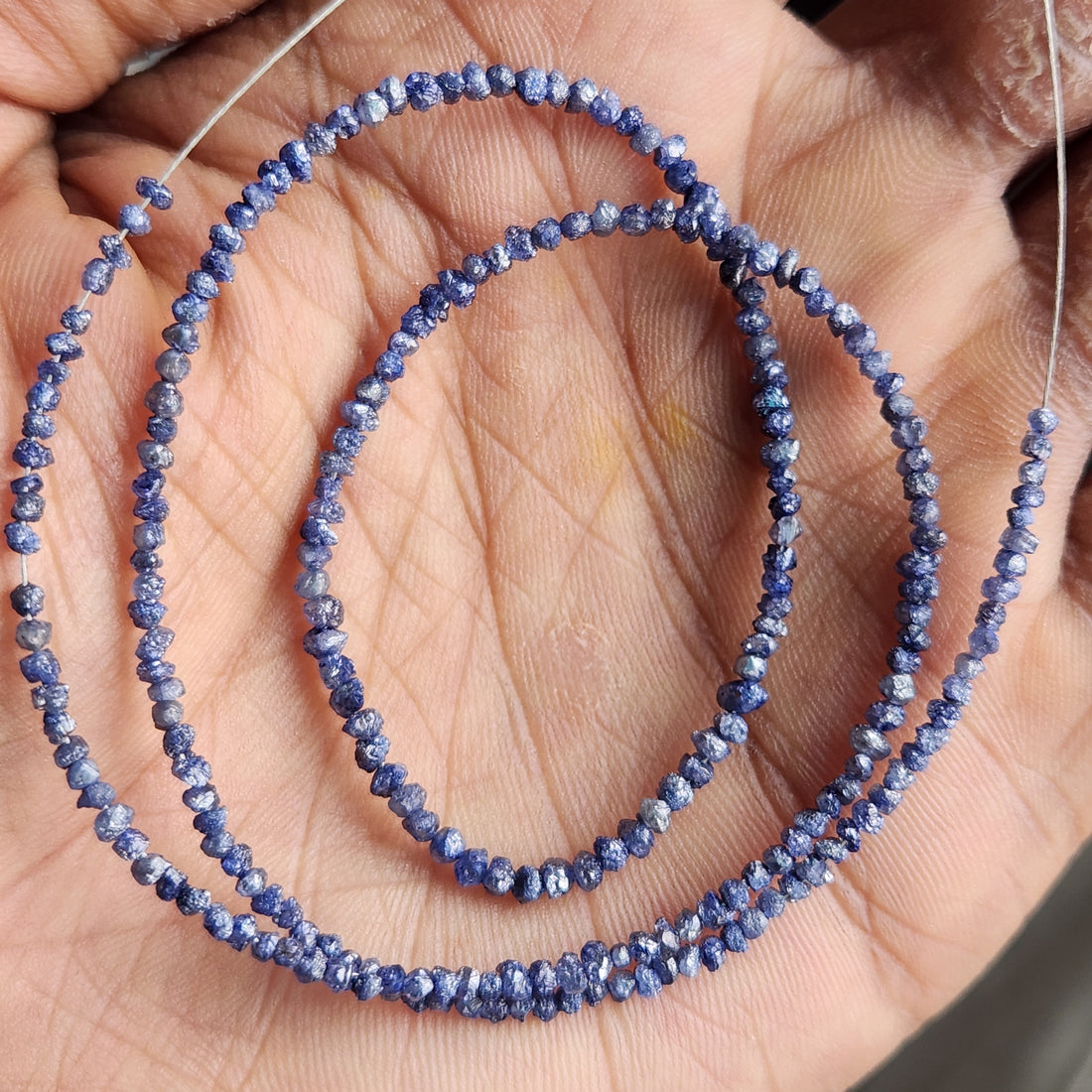 15 ct natural purple round rough uncut loose diamond beads 16" strand chain silver clasp
