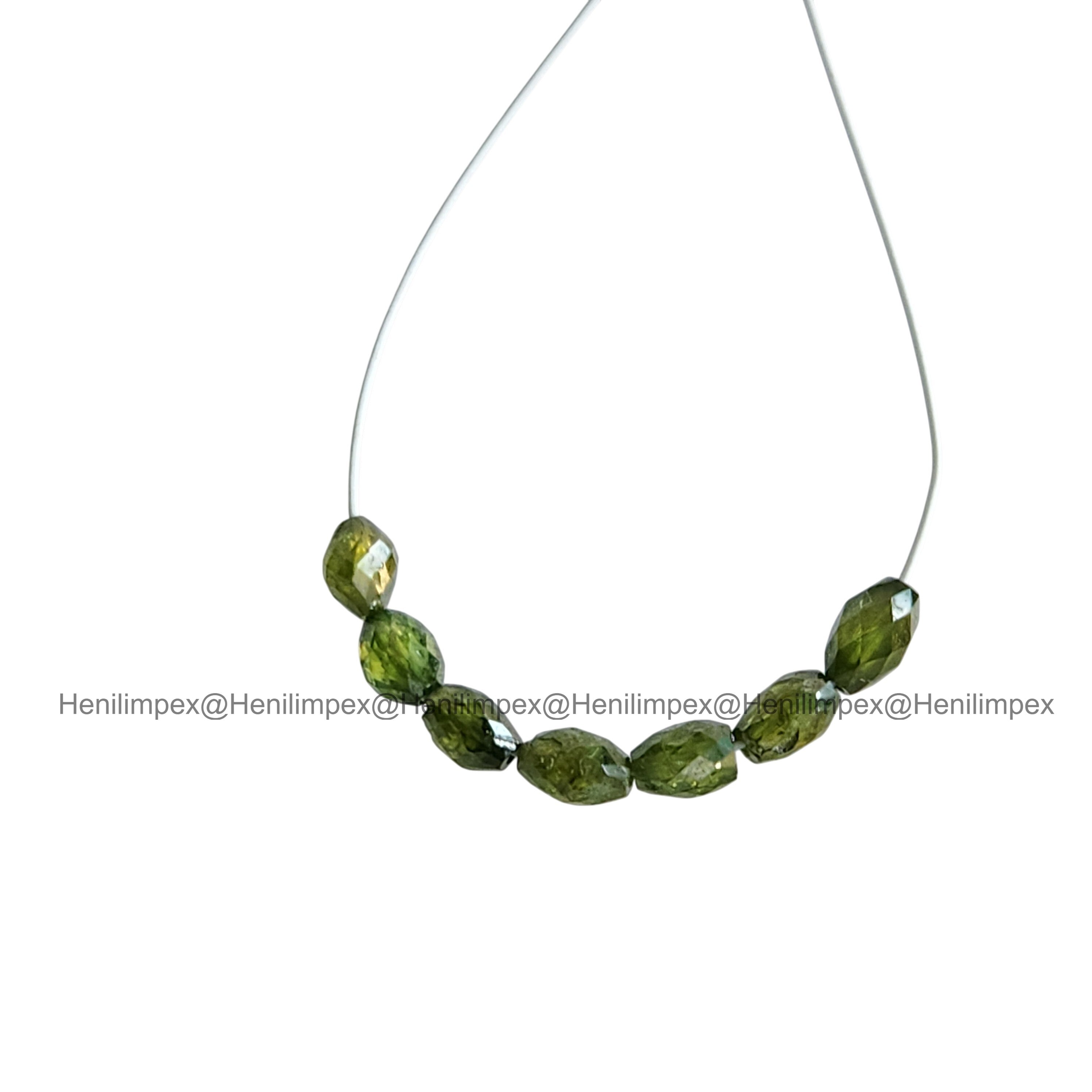 1.03 Ct 2.00-3.00 MM Natural Green Drums Loose Diamond Beads wt Drilled Hole for Strand
