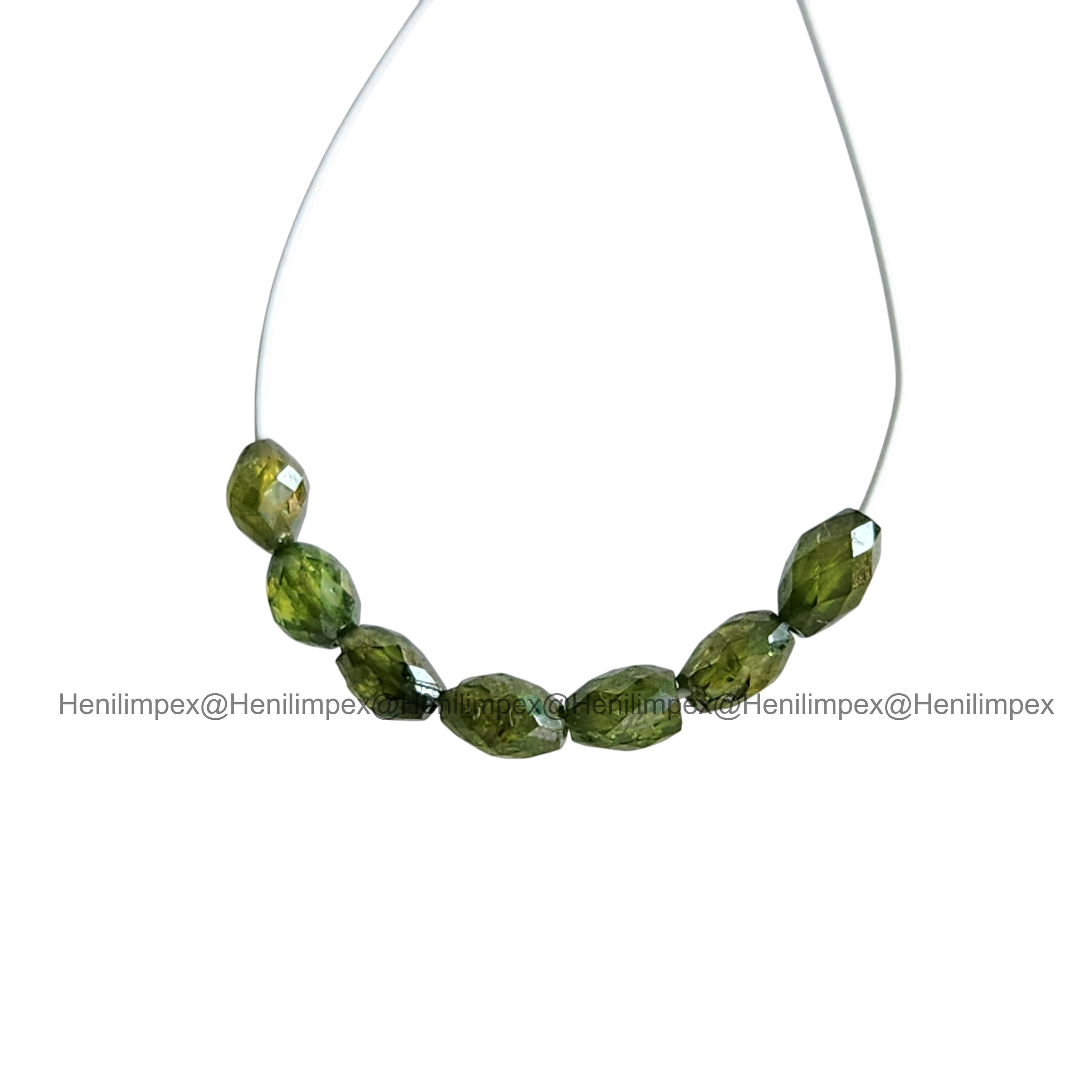 1.03 Ct 2.00-3.00 MM Natural Green Drums Loose Diamond Beads wt Drilled Hole for Strand
