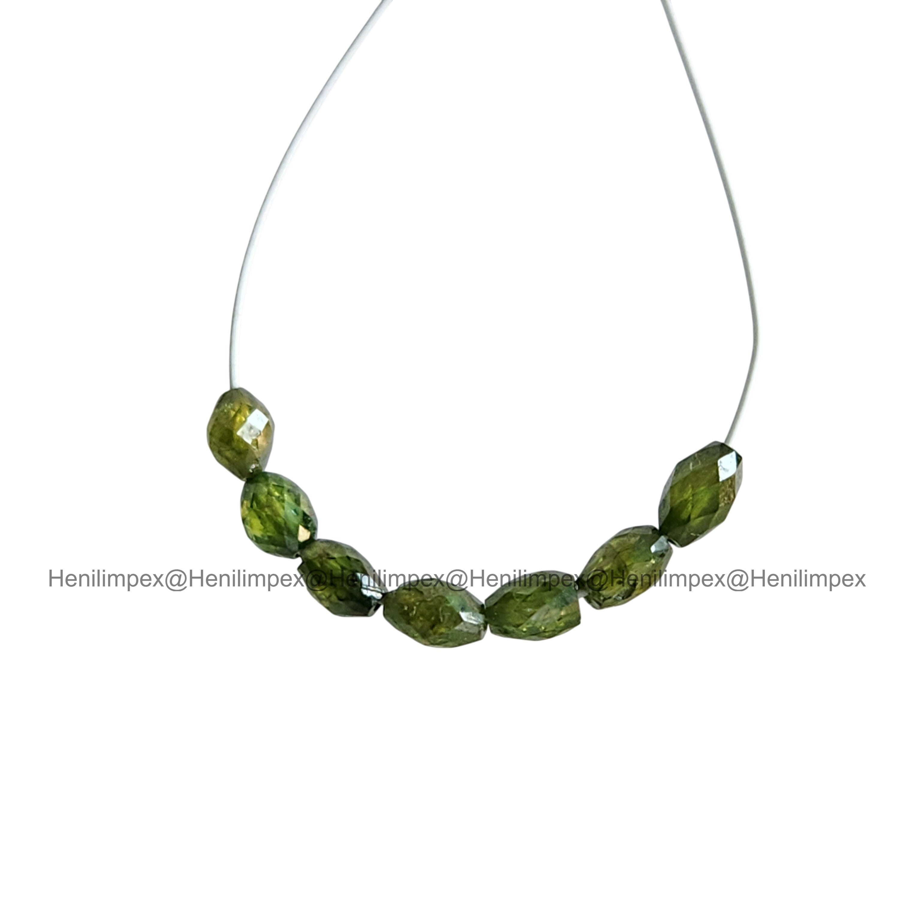 1.03 Ct 2.00-3.00 MM Natural Green Drums Loose Diamond Beads wt Drilled Hole for Strand
