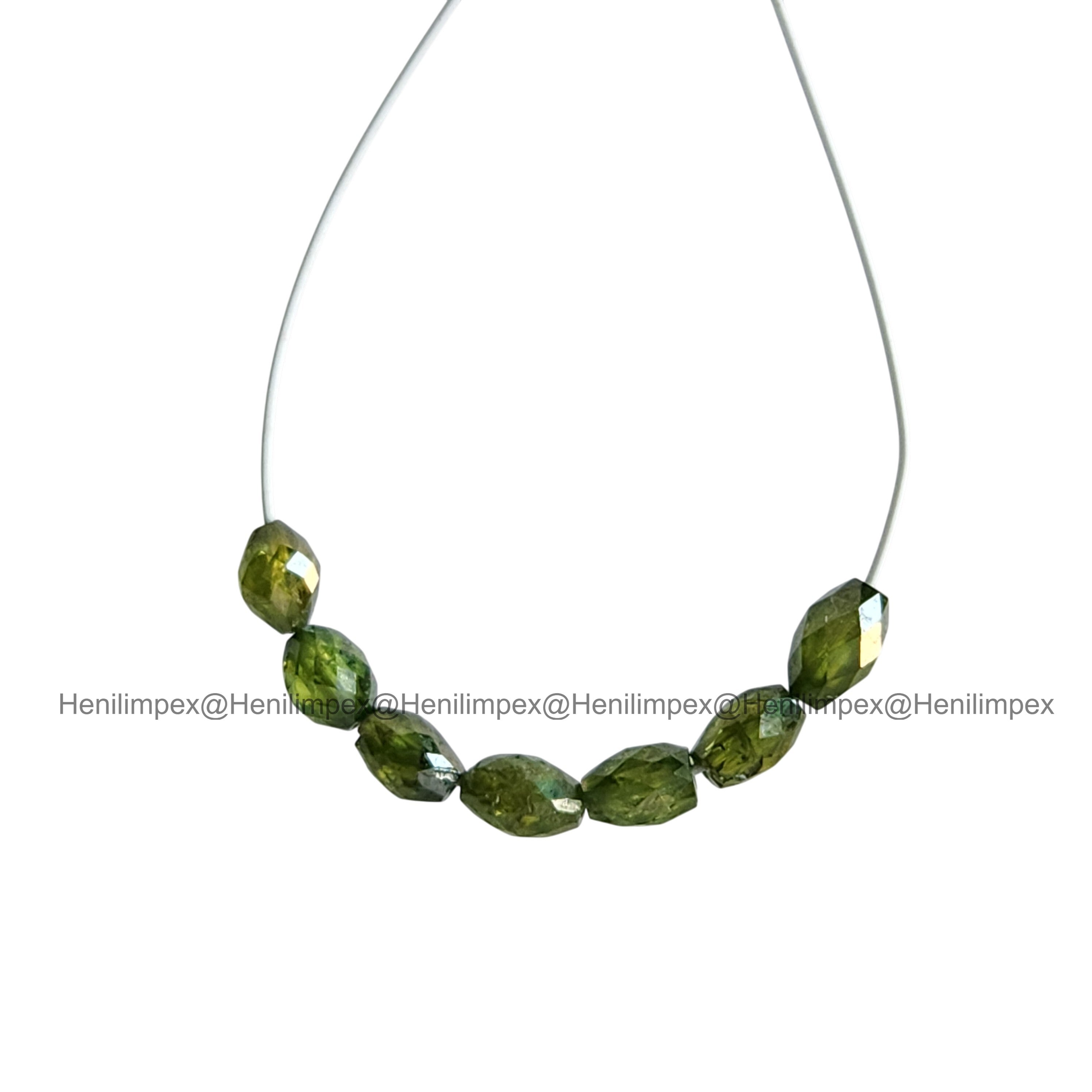 1.03 Ct 2.00-3.00 MM Natural Green Drums Loose Diamond Beads wt Drilled Hole for Strand