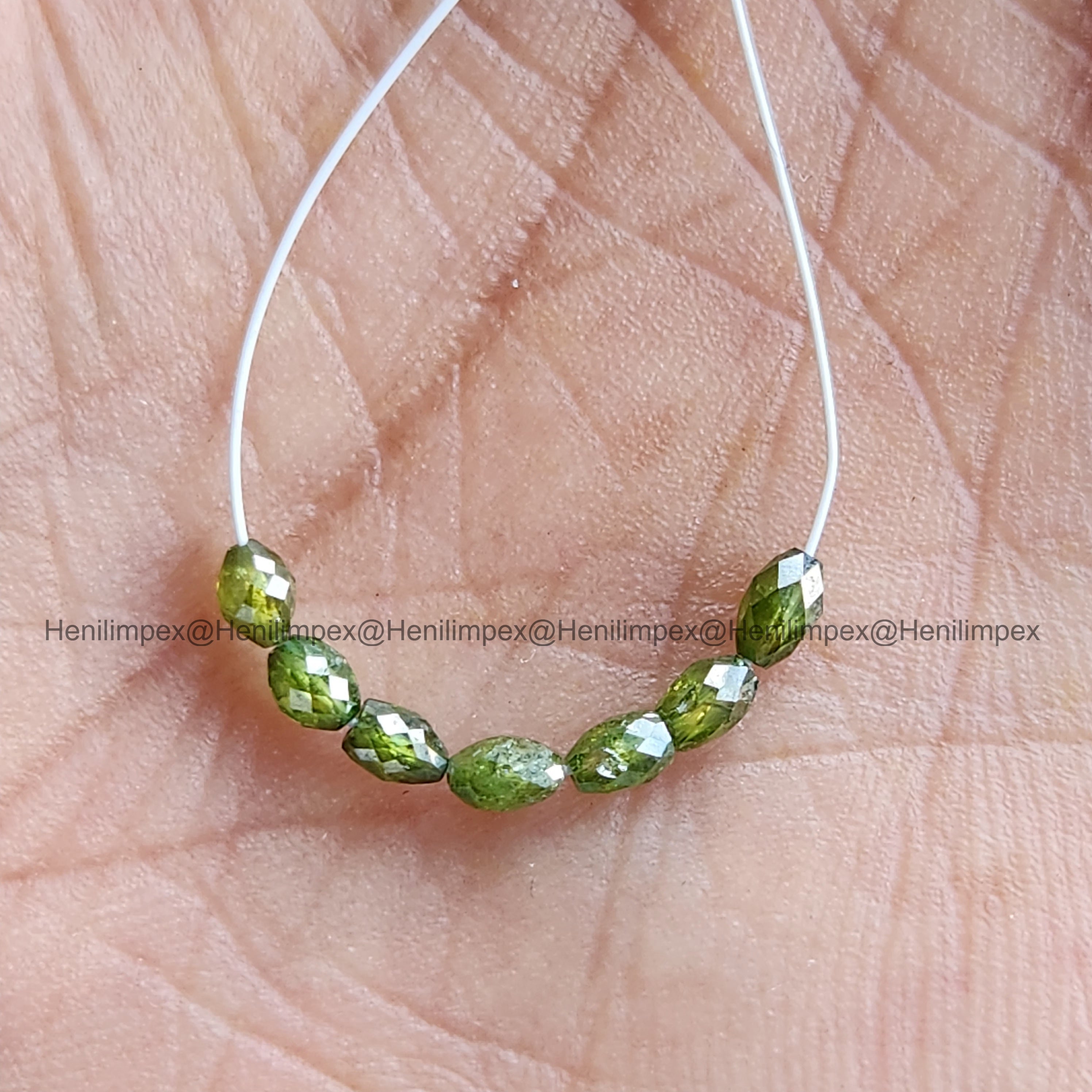 1.03 Ct 2.00-3.00 MM Natural Green Drums Loose Diamond Beads wt Drilled Hole for Strand