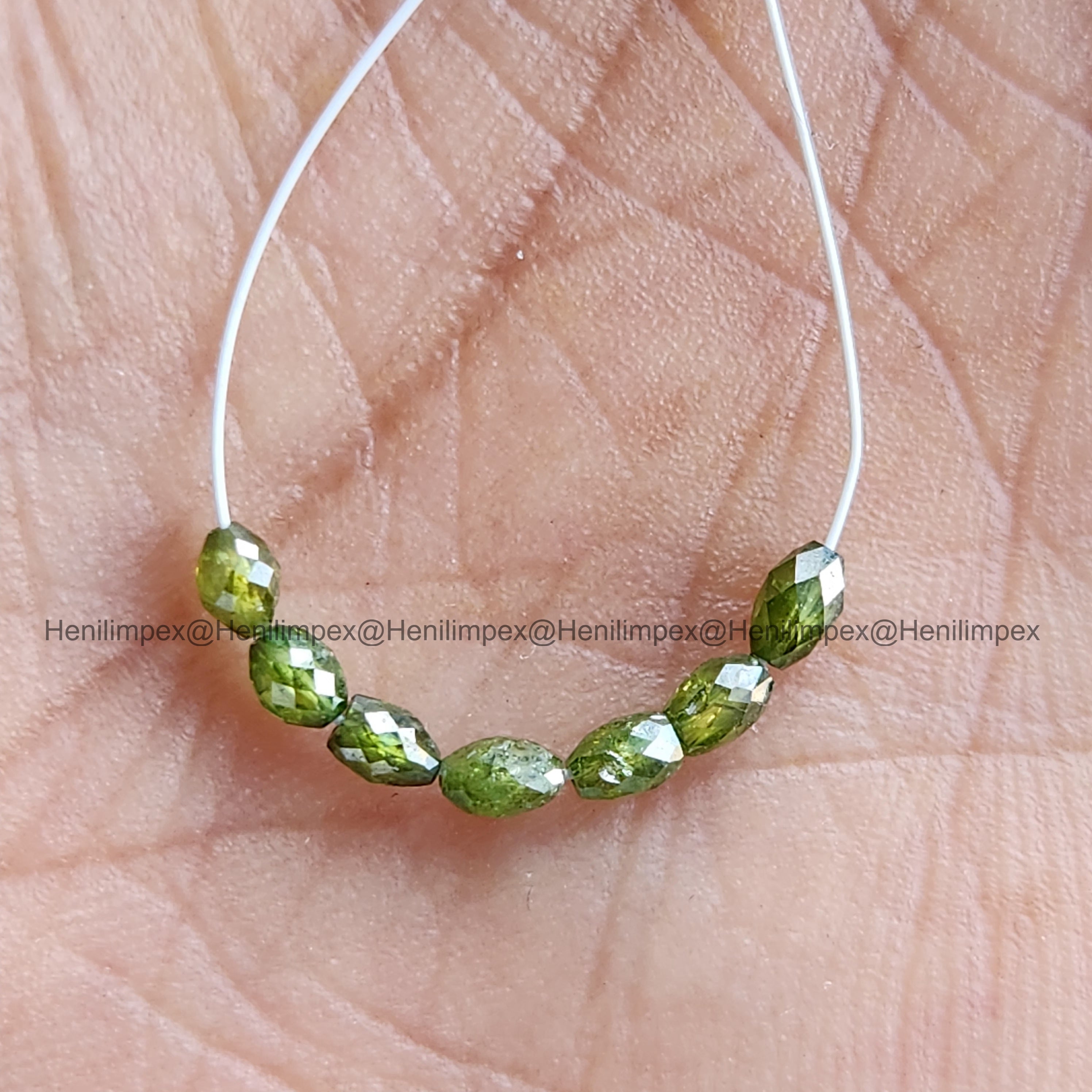 1.03 Ct 2.00-3.00 MM Natural Green Drums Loose Diamond Beads wt Drilled Hole for Strand