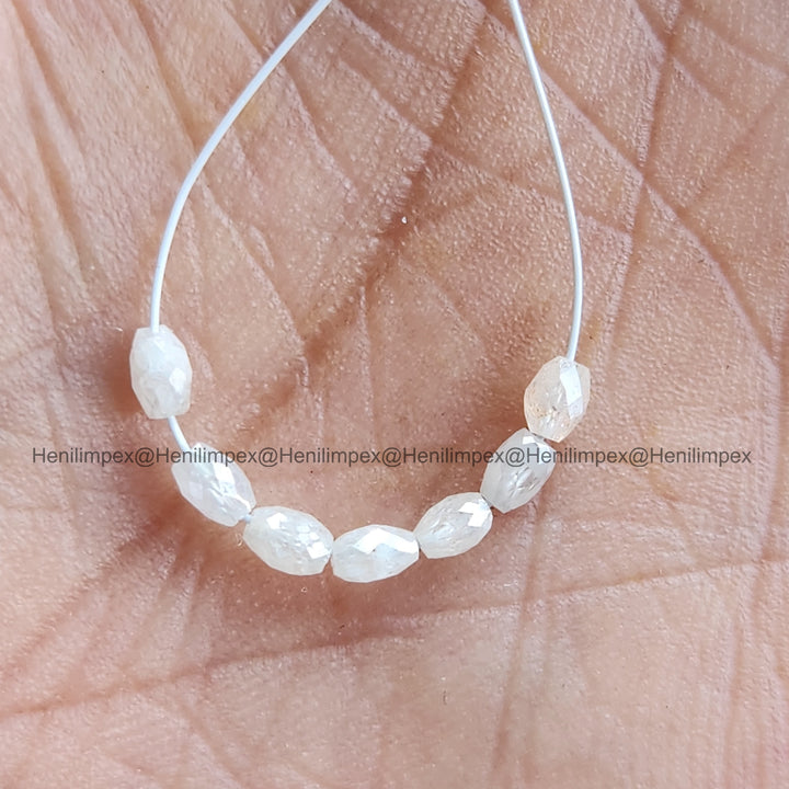 1.00 Ct 2.00-3.00 MM Natural White Color Drums Loose Diamond Beads wt Drilled Hole for Jewelery