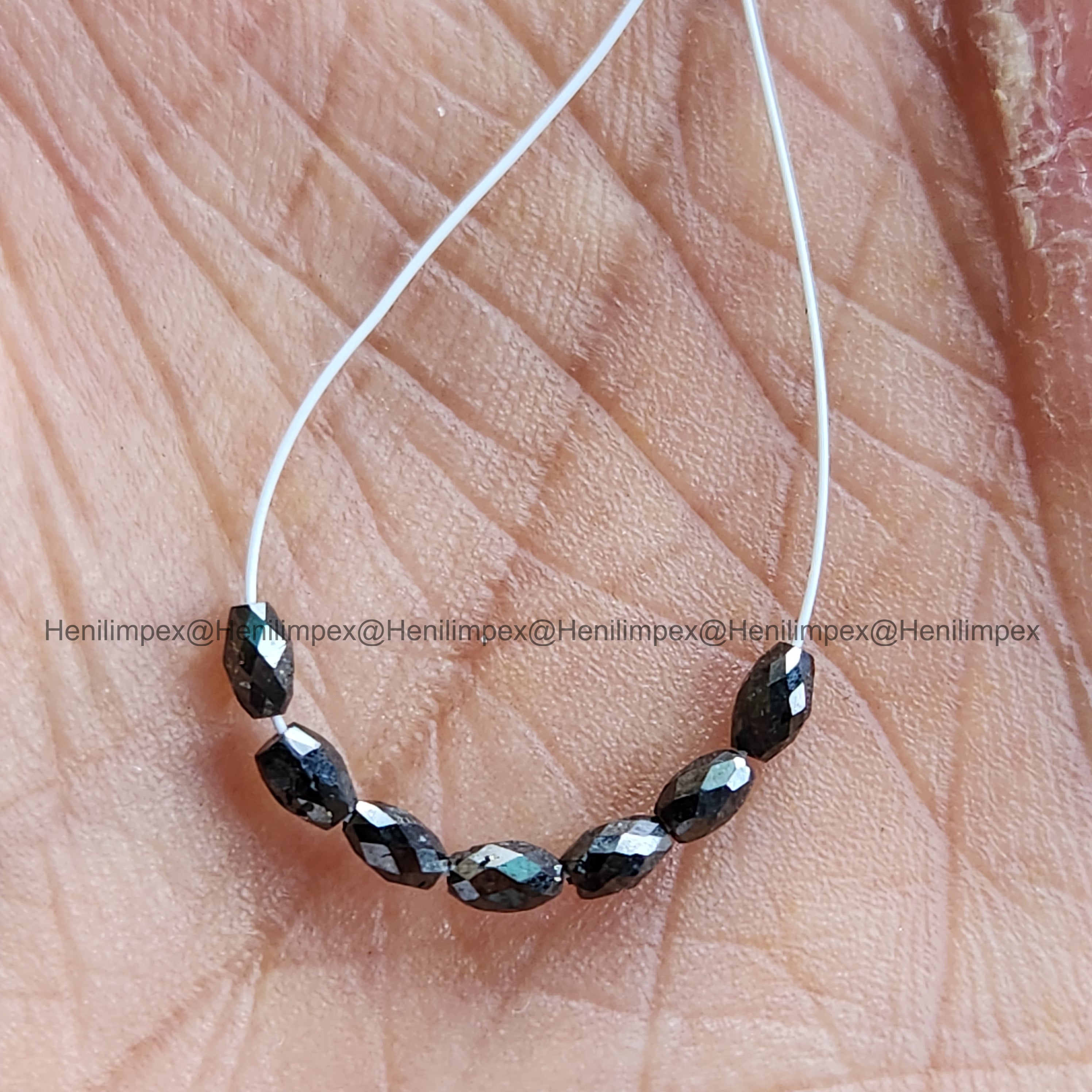 1.02 Ct 2.00-3.00 MM Natural Black Drums Loose Diamond Beads wt Drilled Hole for String