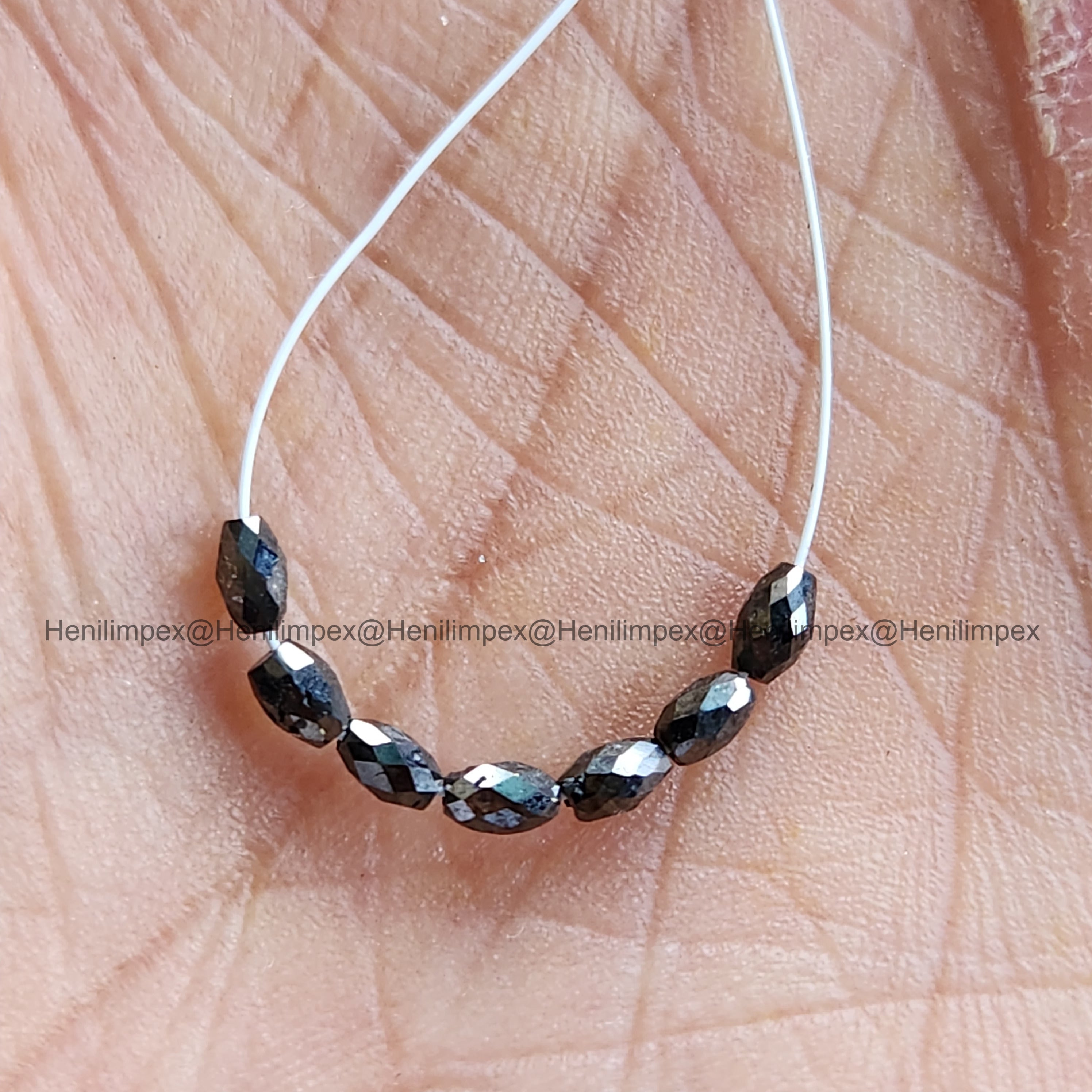 1.02 Ct 2.00-3.00 MM Natural Black Drums Loose Diamond Beads wt Drilled Hole for String