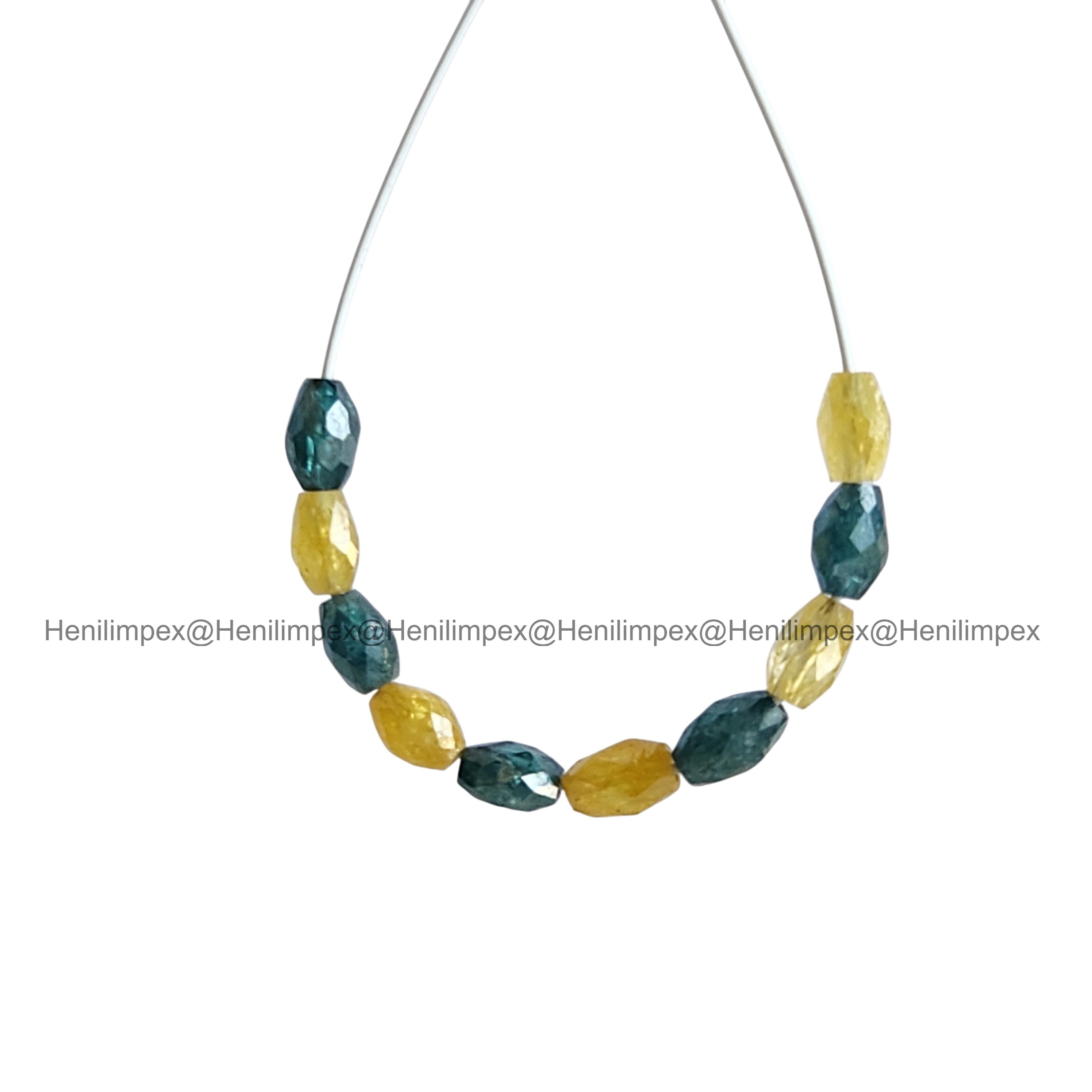 1.04 Ct 2.00-3.00 MM Natural Yellow Blue Color Drums Loose Diamond Beads wt Drilled Hole for Necklace