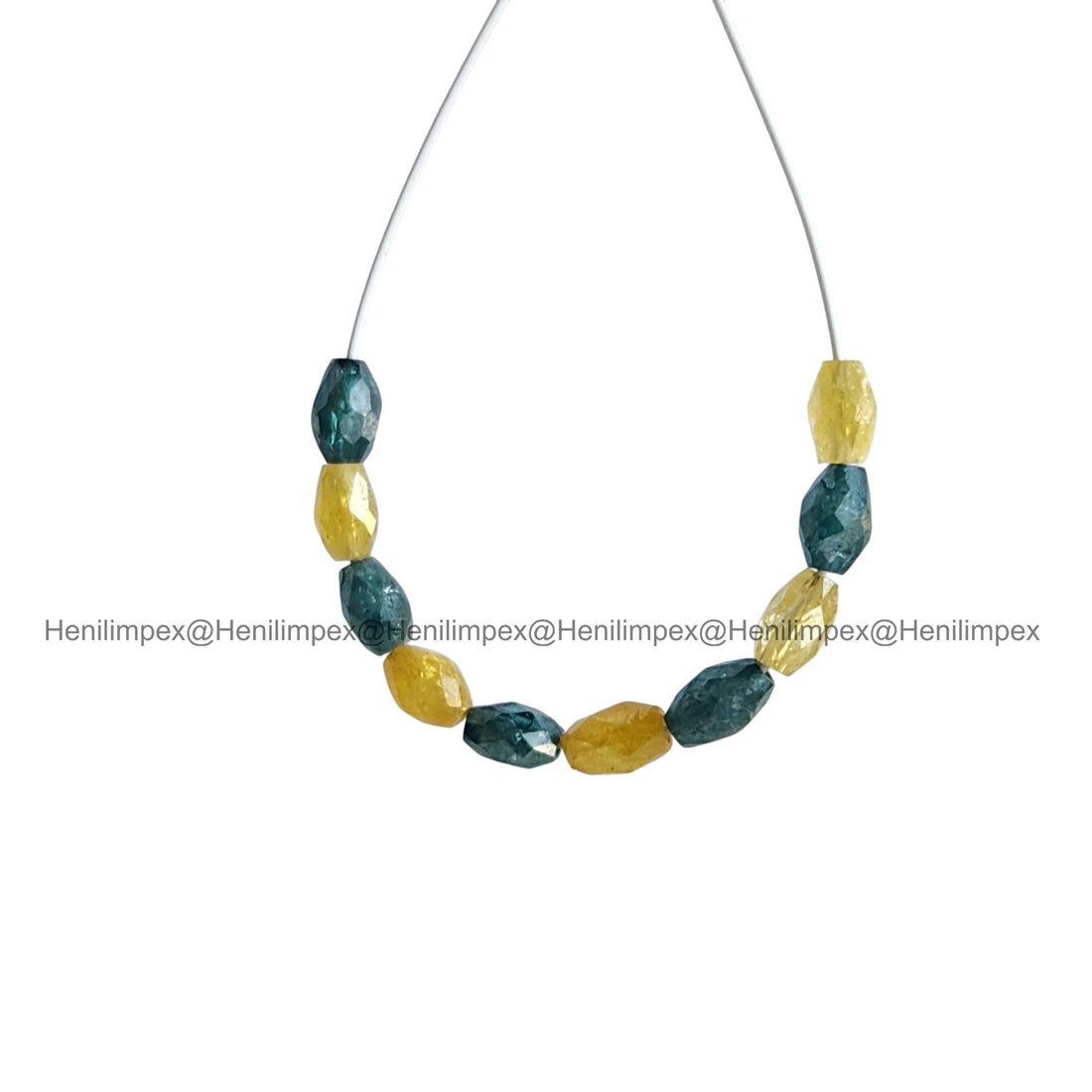 1.04 Ct 2.00-3.00 MM Natural Yellow Blue Color Drums Loose Diamond Beads wt Drilled Hole for Necklace