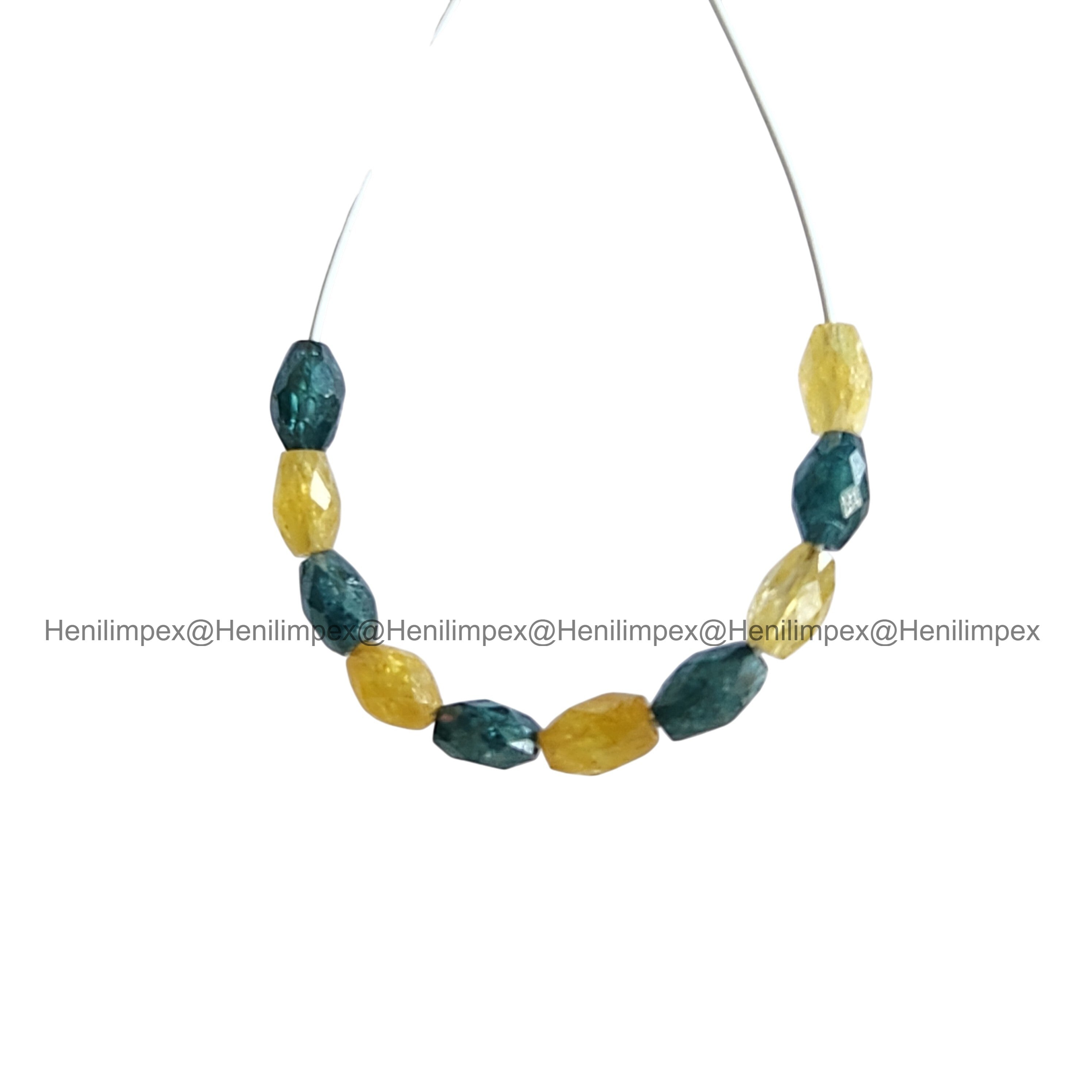 1.04 Ct 2.00-3.00 MM Natural Yellow Blue Color Drums Loose Diamond Beads wt Drilled Hole for Necklace