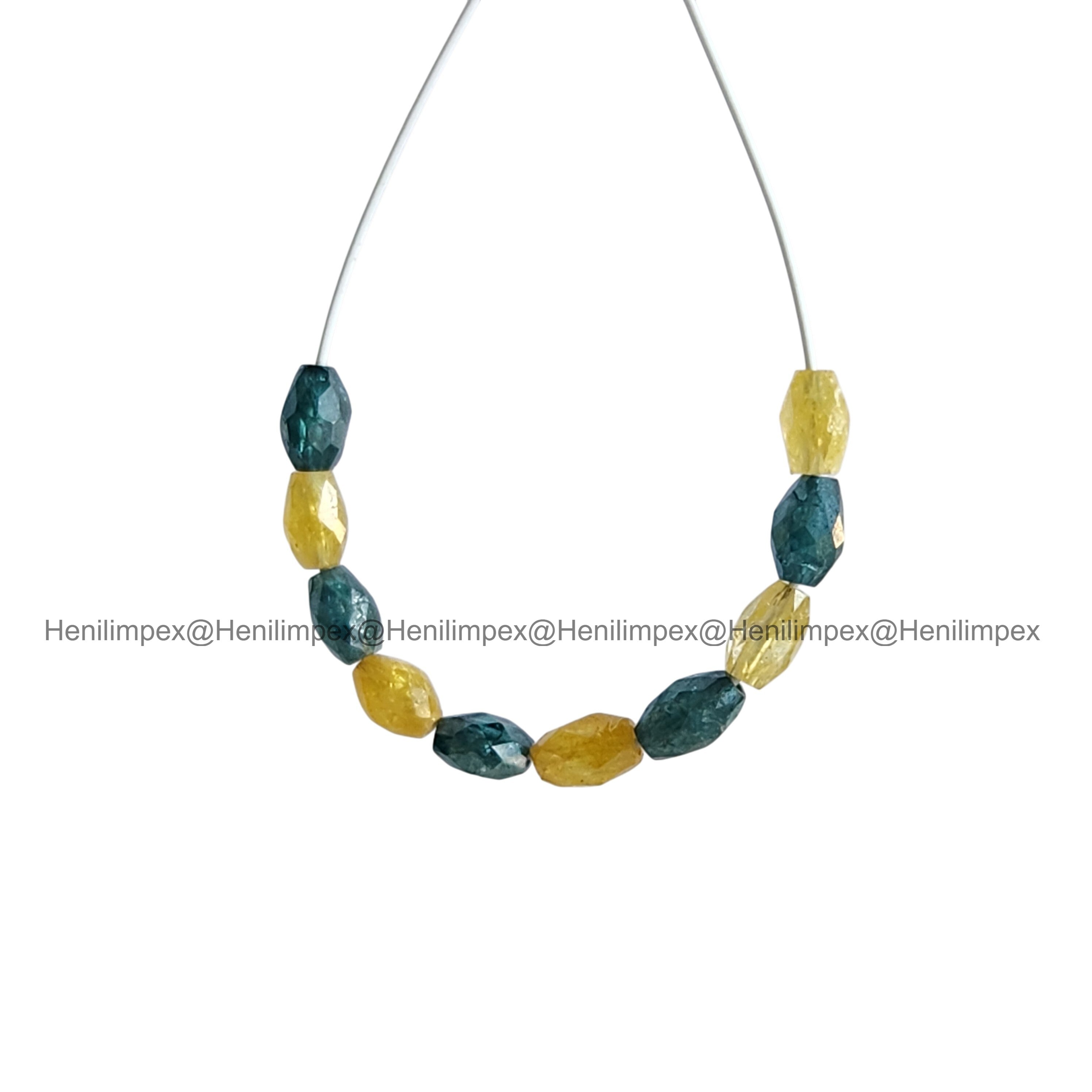 1.04 Ct 2.00-3.00 MM Natural Yellow Blue Color Drums Loose Diamond Beads wt Drilled Hole for Necklace