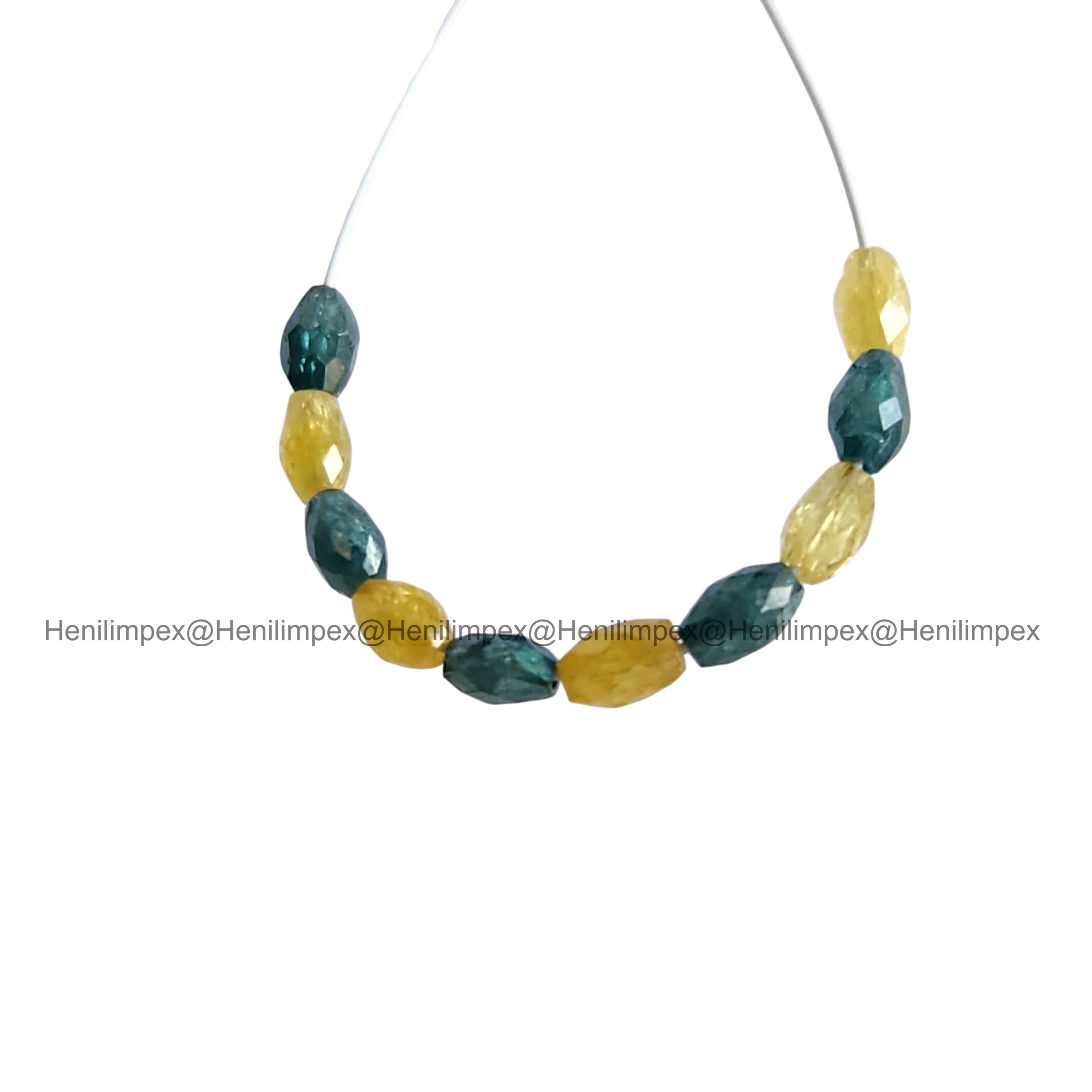 1.04 Ct 2.00-3.00 MM Natural Yellow Blue Color Drums Loose Diamond Beads wt Drilled Hole for Necklace