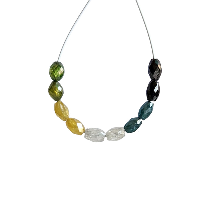 1.35 Ct 2.00-3.00 MM Natural Multi Color Drums Loose Diamond Beads wt Drilled Hole for Necklace