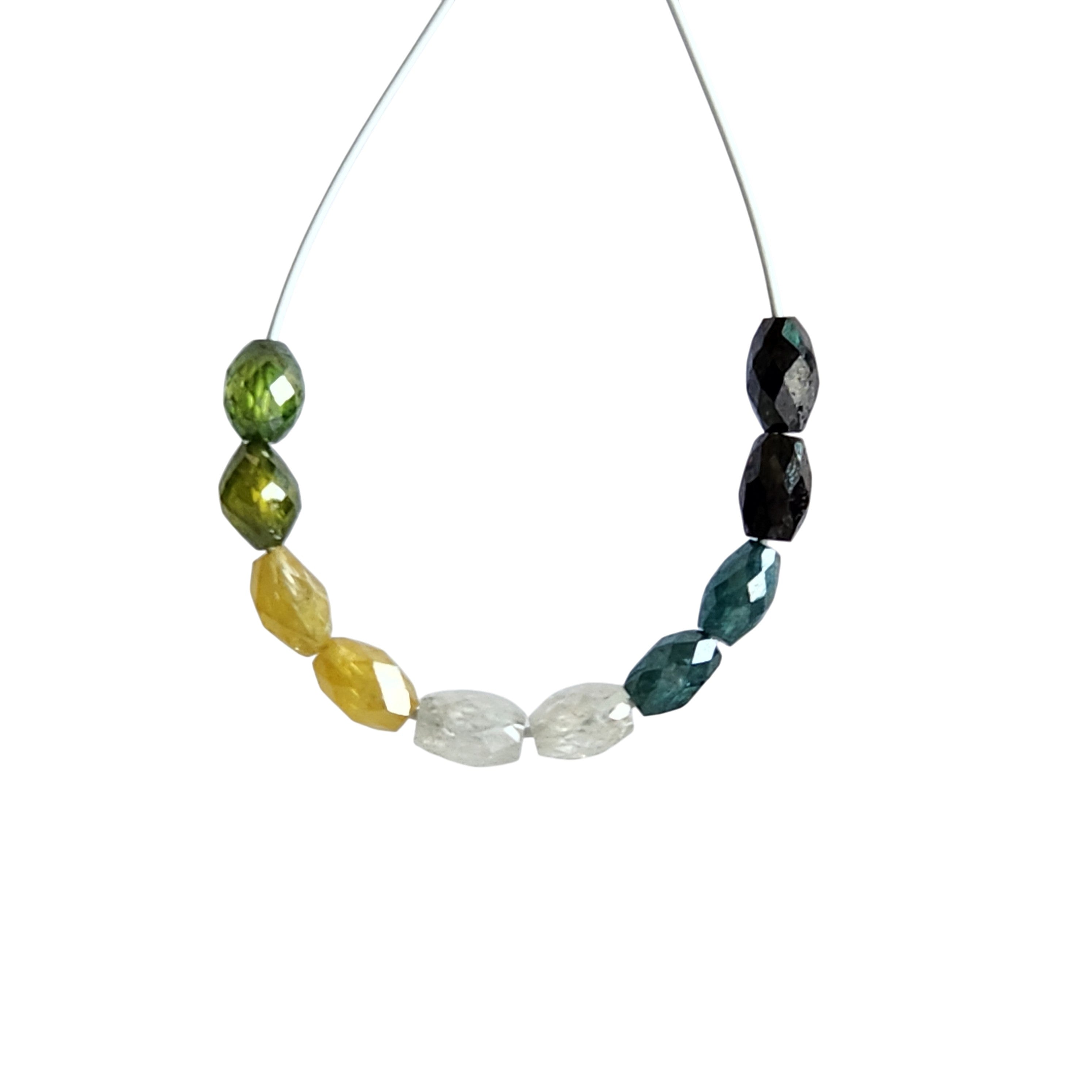 1.35 Ct 2.00-3.00 MM Natural Multi Color Drums Loose Diamond Beads wt Drilled Hole for Necklace