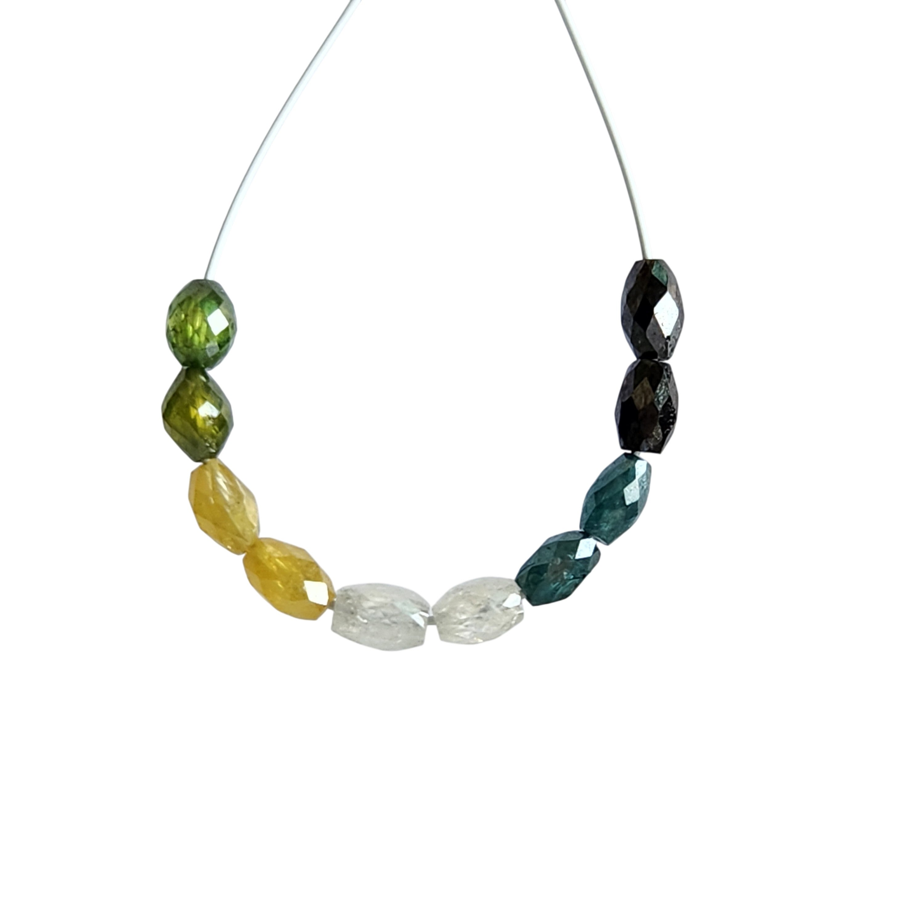 1.35 Ct 2.00-3.00 MM Natural Multi Color Drums Loose Diamond Beads wt Drilled Hole for Necklace