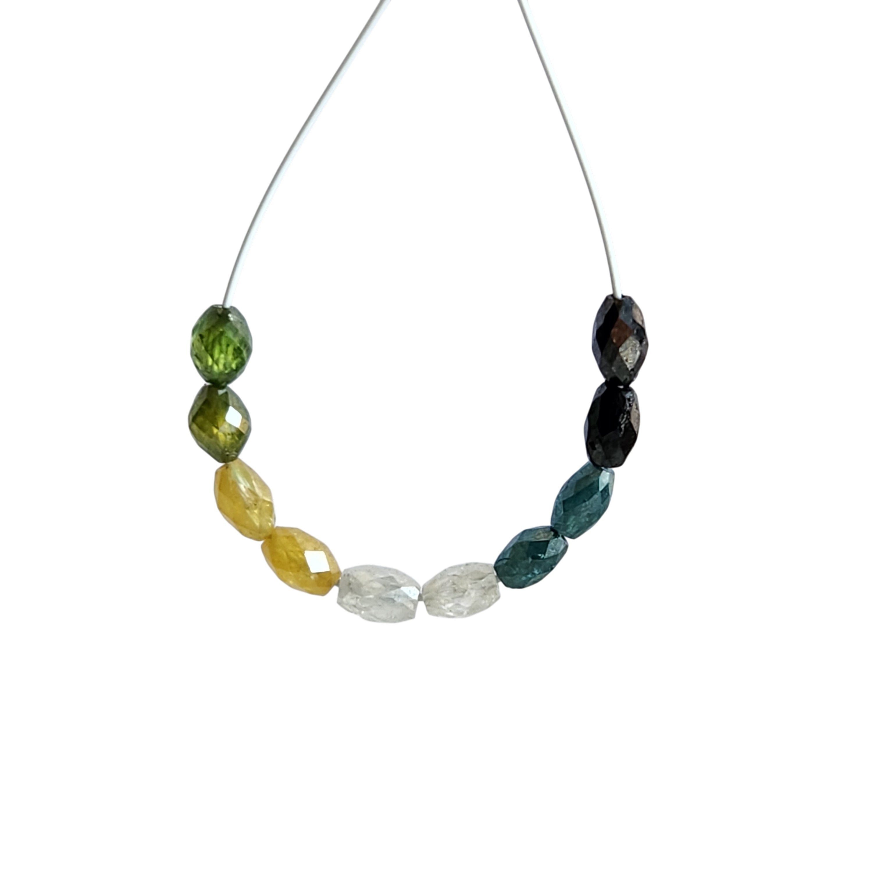 1.35 Ct 2.00-3.00 MM Natural Multi Color Drums Loose Diamond Beads wt Drilled Hole for Necklace