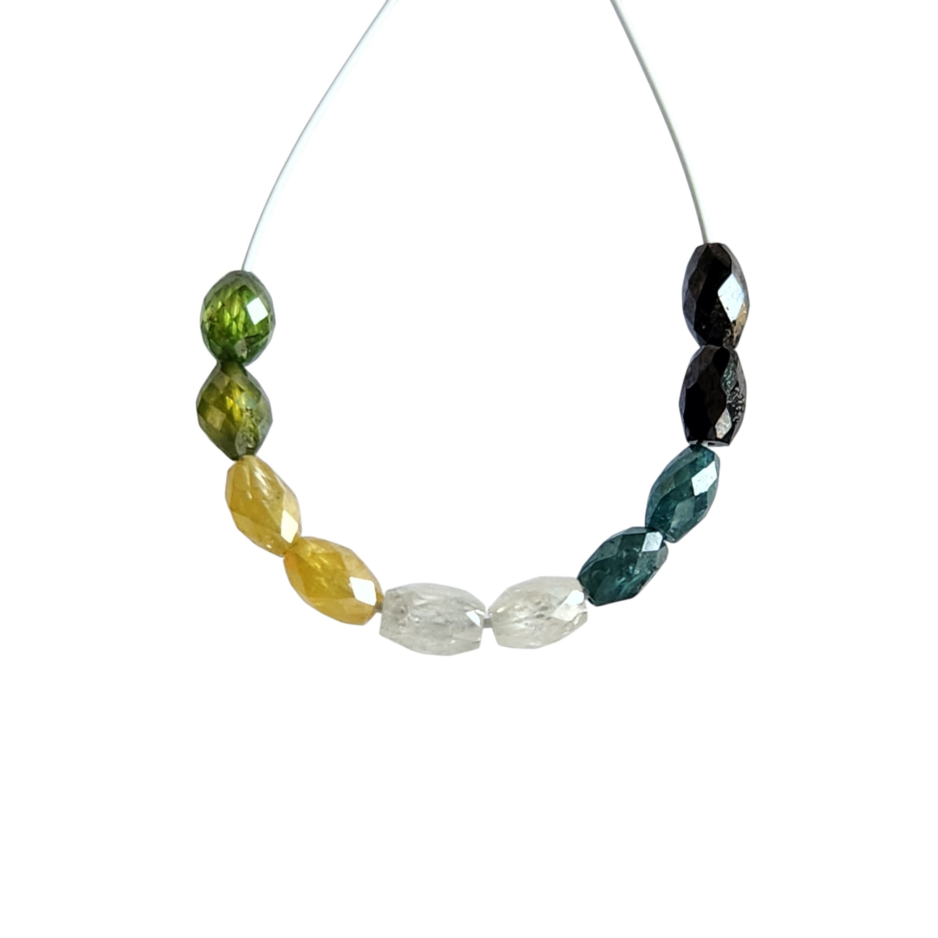 1.35 Ct 2.00-3.00 MM Natural Multi Color Drums Loose Diamond Beads wt Drilled Hole for Necklace
