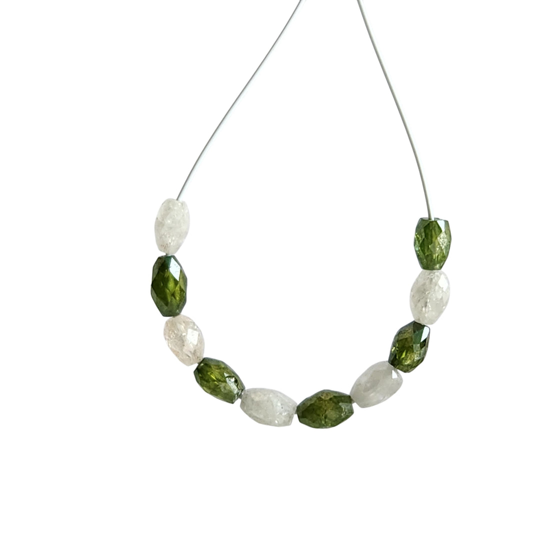 5.04 Ct Lot 3.00-4.00 MM Natural White Green Color Drums Loose Diamond Beads wt Drilled Hole for Necklace