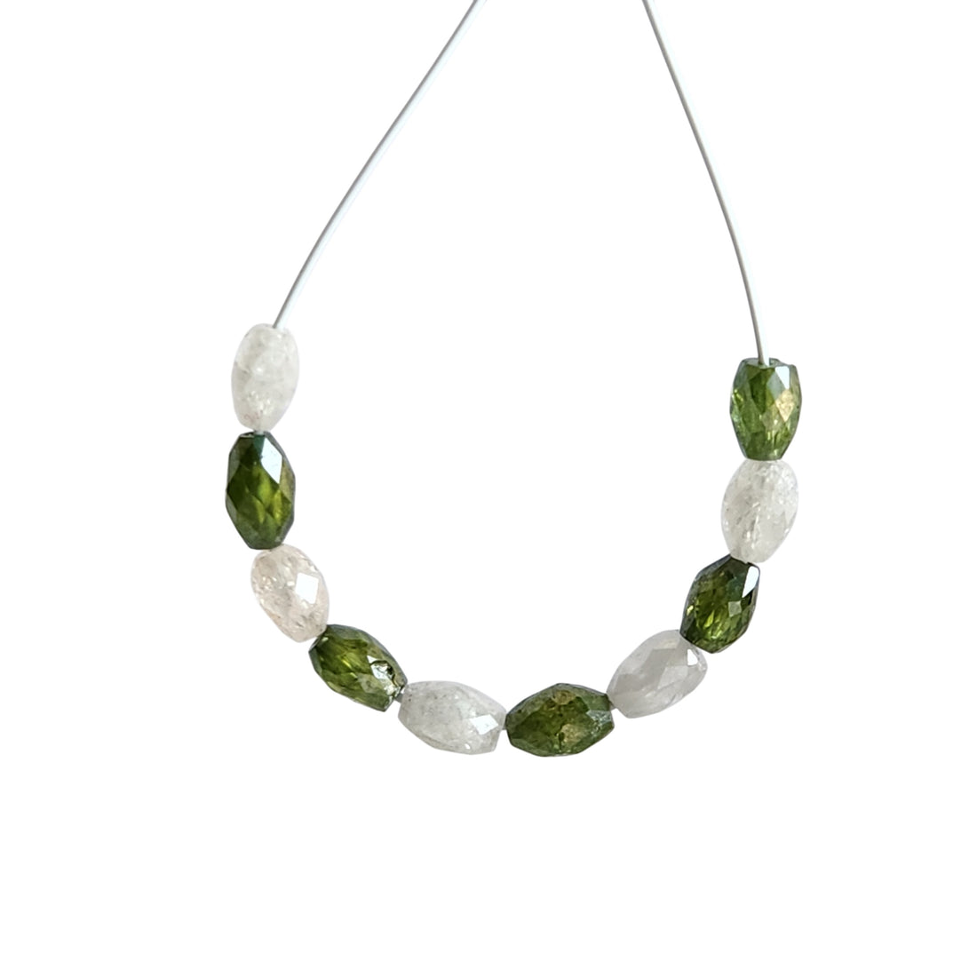 5.04 Ct Lot 3.00-4.00 MM Natural White Green Color Drums Loose Diamond Beads wt Drilled Hole for Necklace