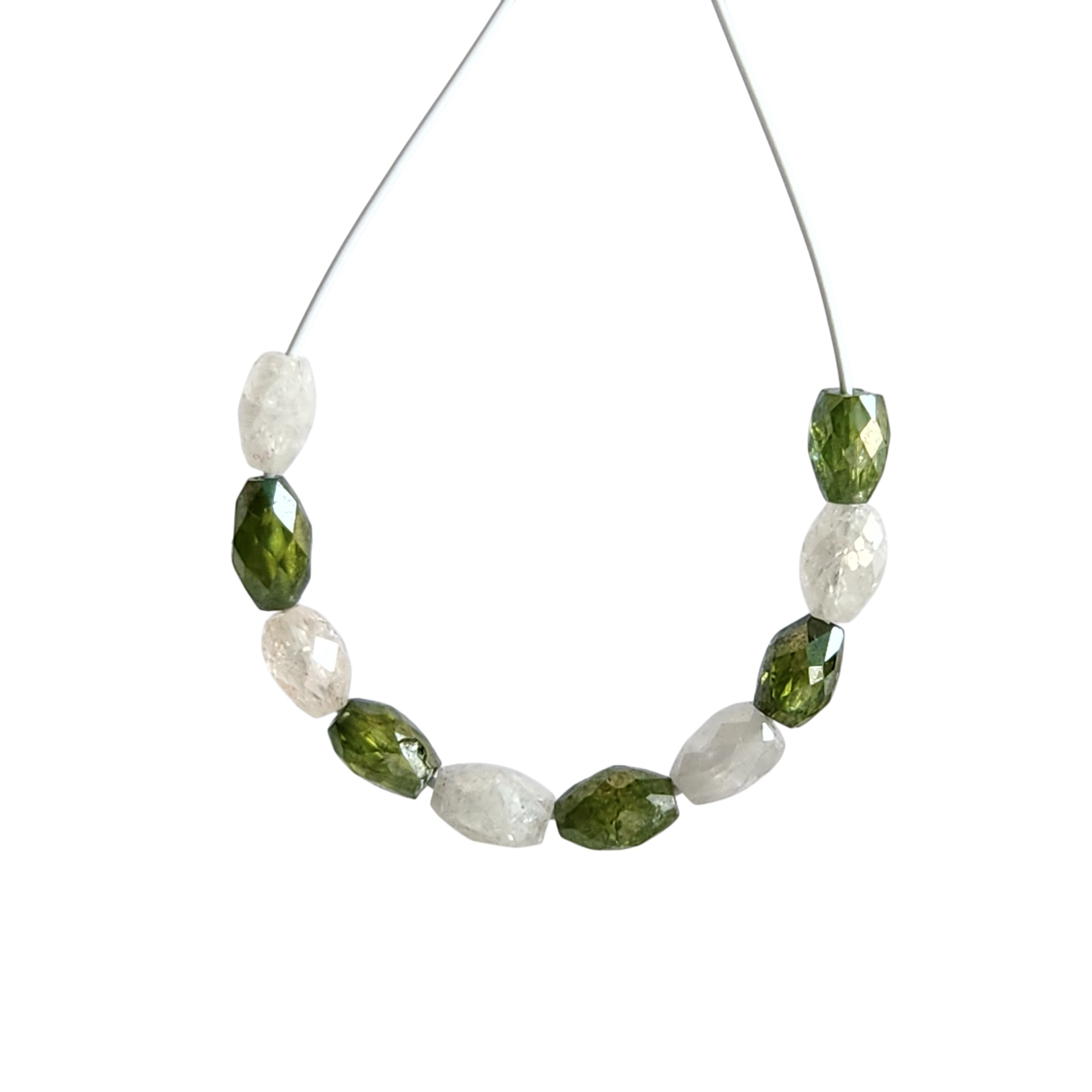 5.04 Ct Lot 3.00-4.00 MM Natural White Green Color Drums Loose Diamond Beads wt Drilled Hole for Necklace
