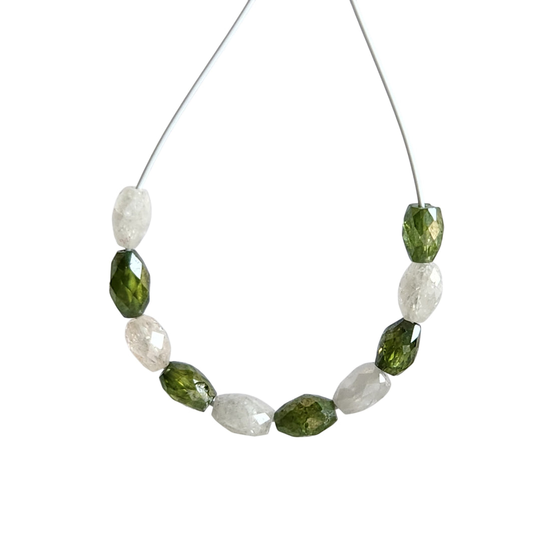 5.04 Ct Lot 3.00-4.00 MM Natural White Green Color Drums Loose Diamond Beads wt Drilled Hole for Necklace