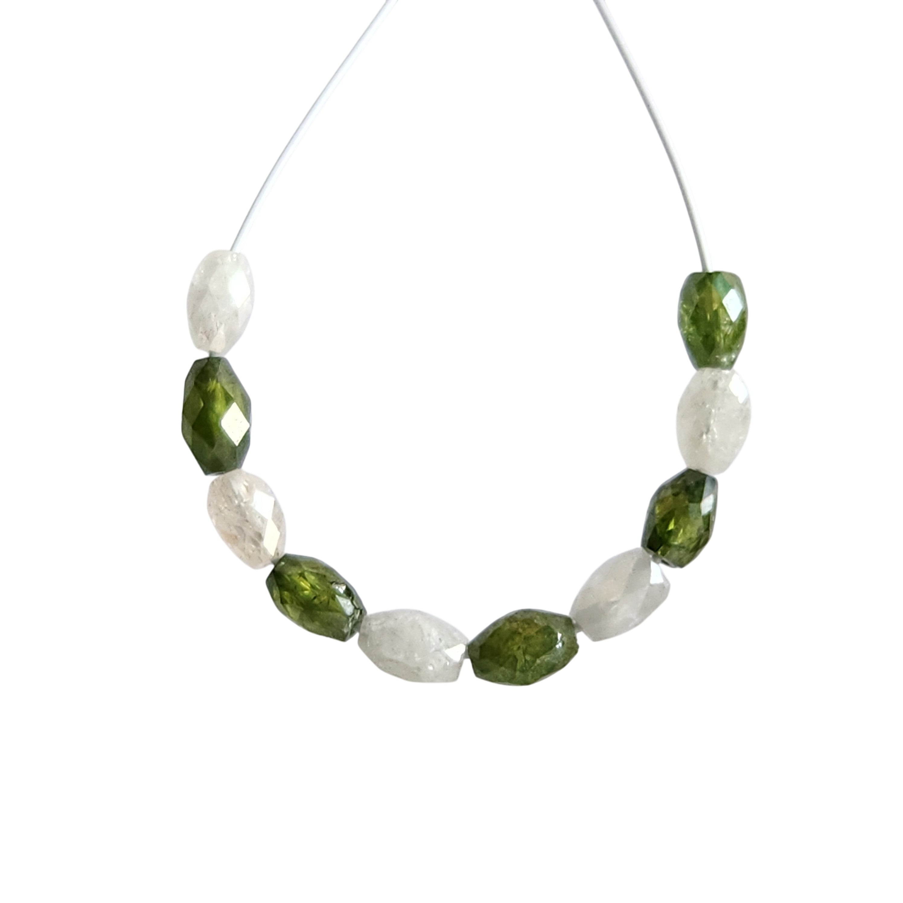 5.04 Ct Lot 3.00-4.00 MM Natural White Green Color Drums Loose Diamond Beads wt Drilled Hole for Necklace
