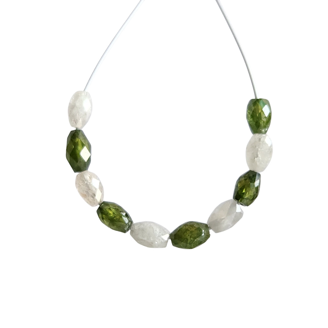 5.04 Ct Lot 3.00-4.00 MM Natural White Green Color Drums Loose Diamond Beads wt Drilled Hole for Necklace