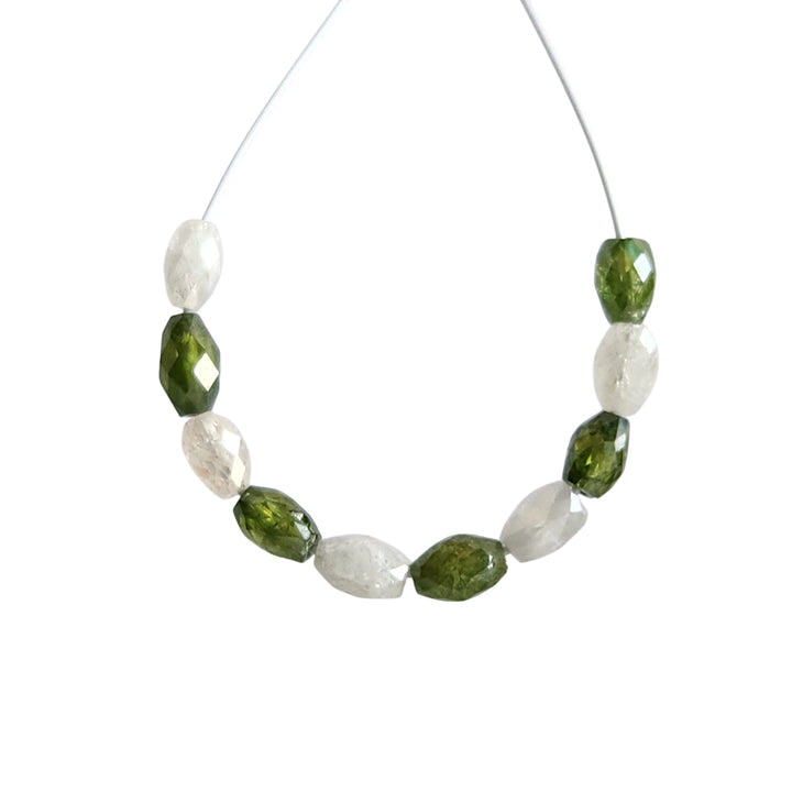5.04 Ct Lot 3.00-4.00 MM Natural White Green Color Drums Loose Diamond Beads wt Drilled Hole for Necklace