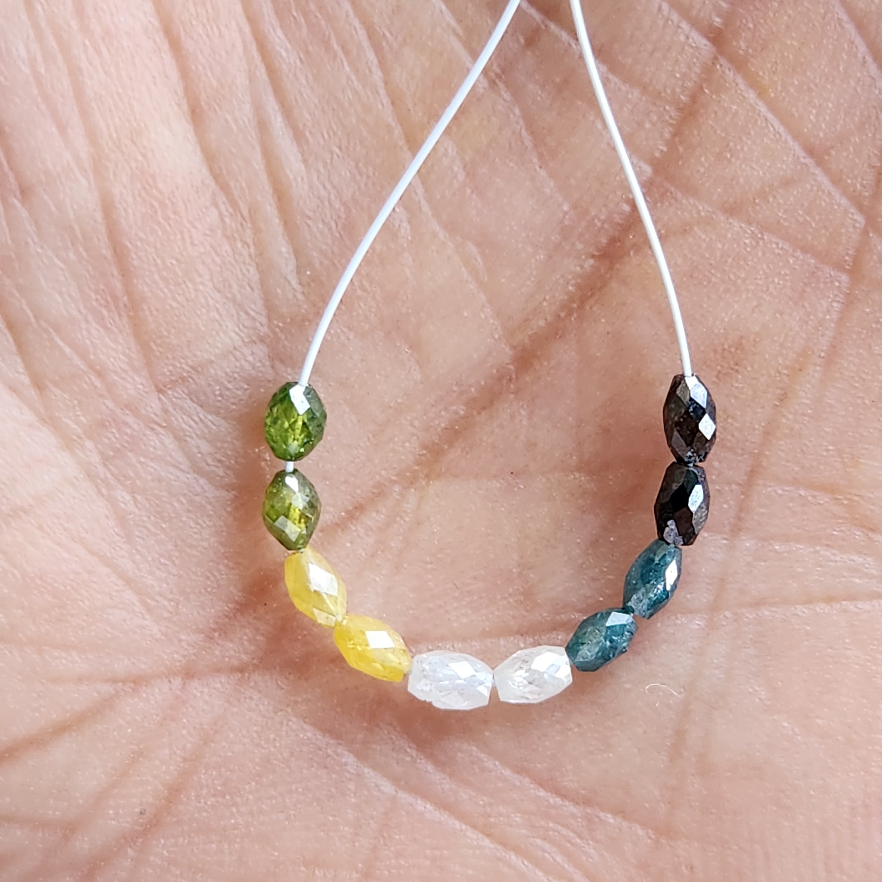 1.35 Ct 2.00-3.00 MM Natural Multi Color Drums Loose Diamond Beads wt Drilled Hole for Necklace