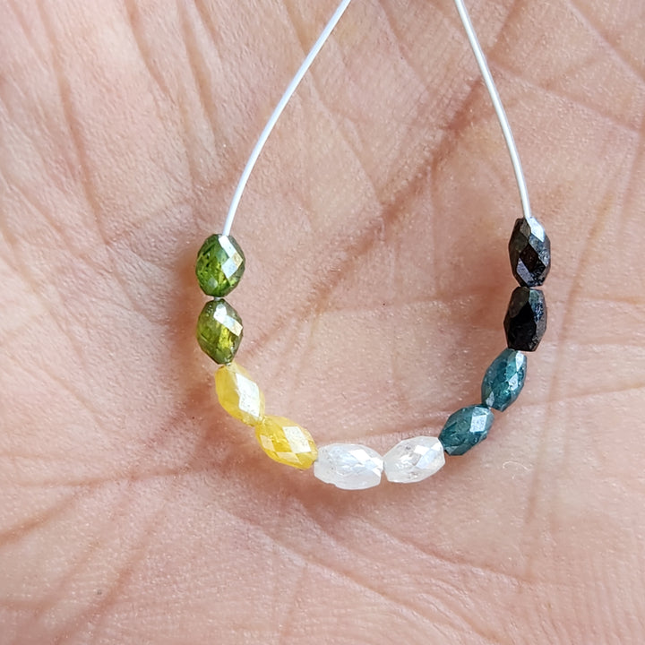 1.35 Ct 2.00-3.00 MM Natural Multi Color Drums Loose Diamond Beads wt Drilled Hole for Necklace