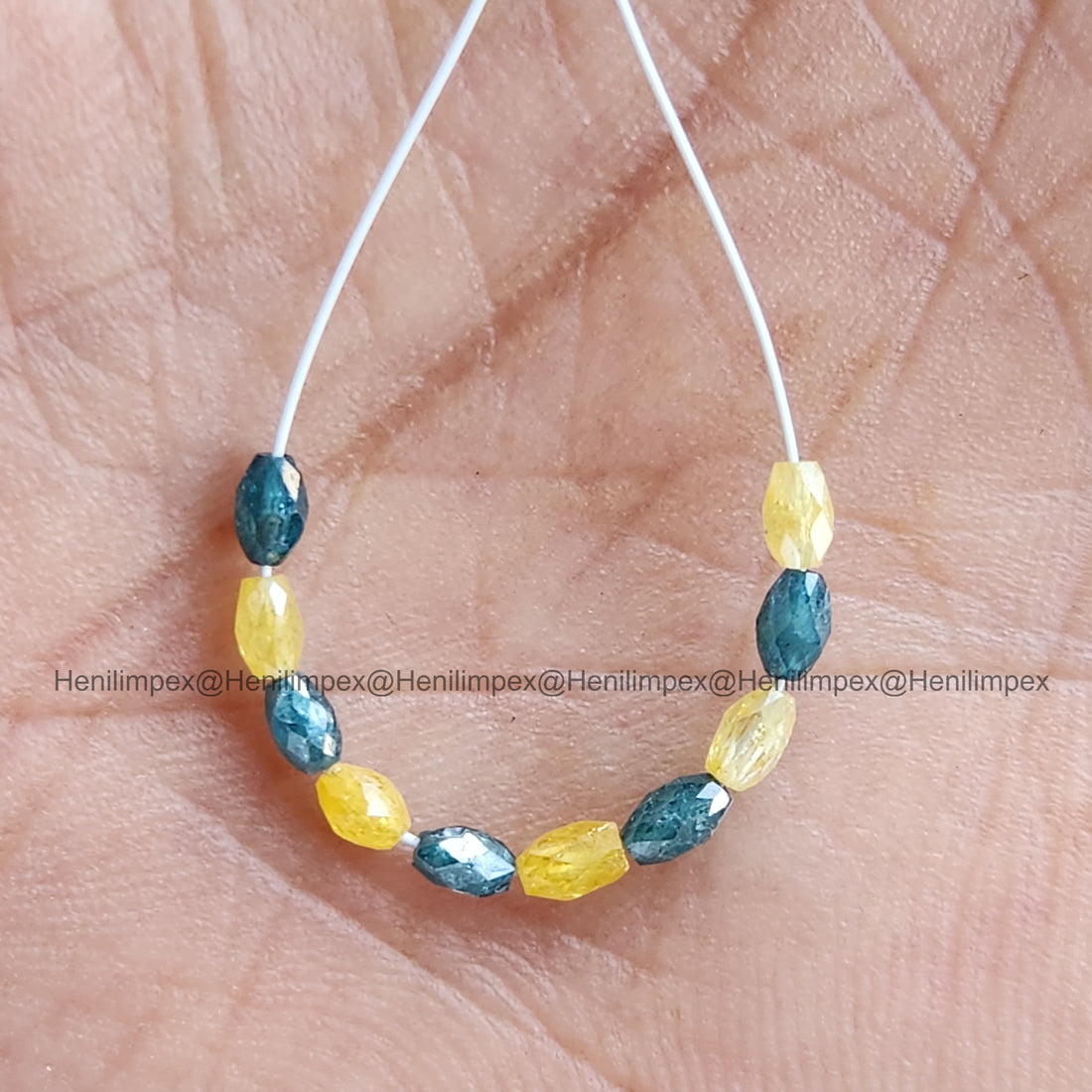 1.04 Ct 2.00-3.00 MM Natural Yellow Blue Color Drums Loose Diamond Beads wt Drilled Hole for Necklace