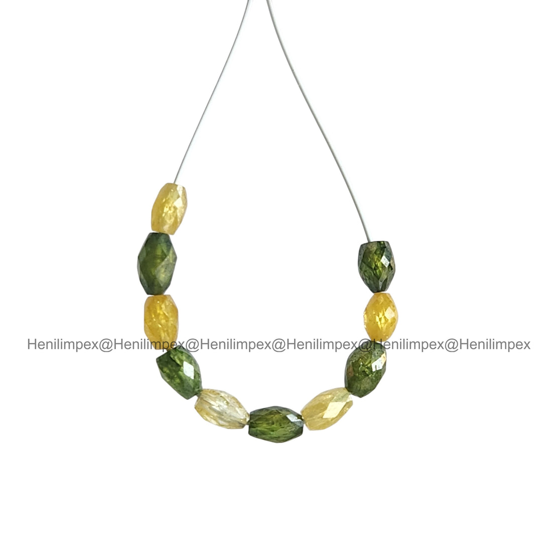 1.03 Ct 2.00-3.00 MM Natural Yellow Green Color Drums Loose Diamond Beads wt Drilled Hole for Necklace