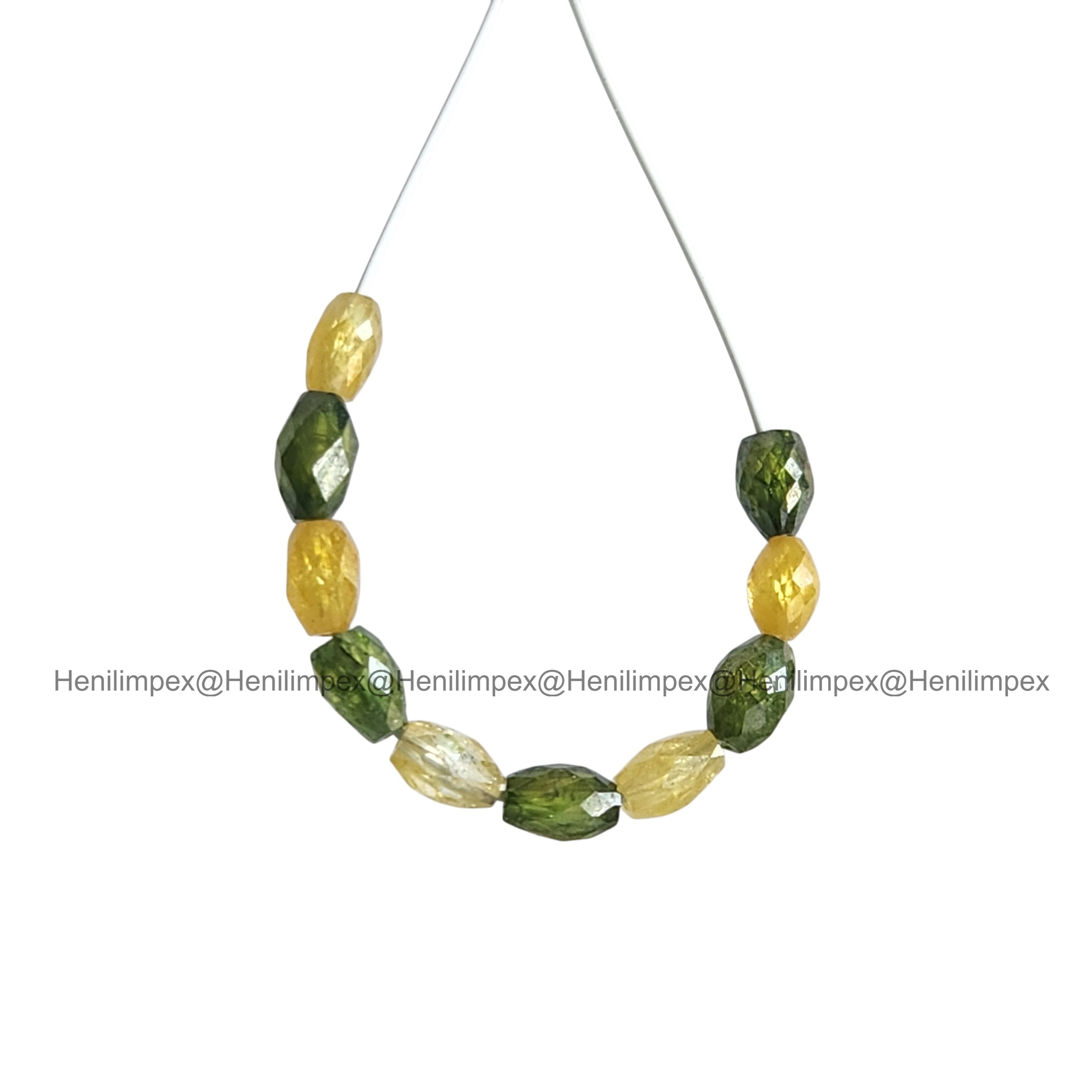 1.03 Ct 2.00-3.00 MM Natural Yellow Green Color Drums Loose Diamond Beads wt Drilled Hole for Necklace