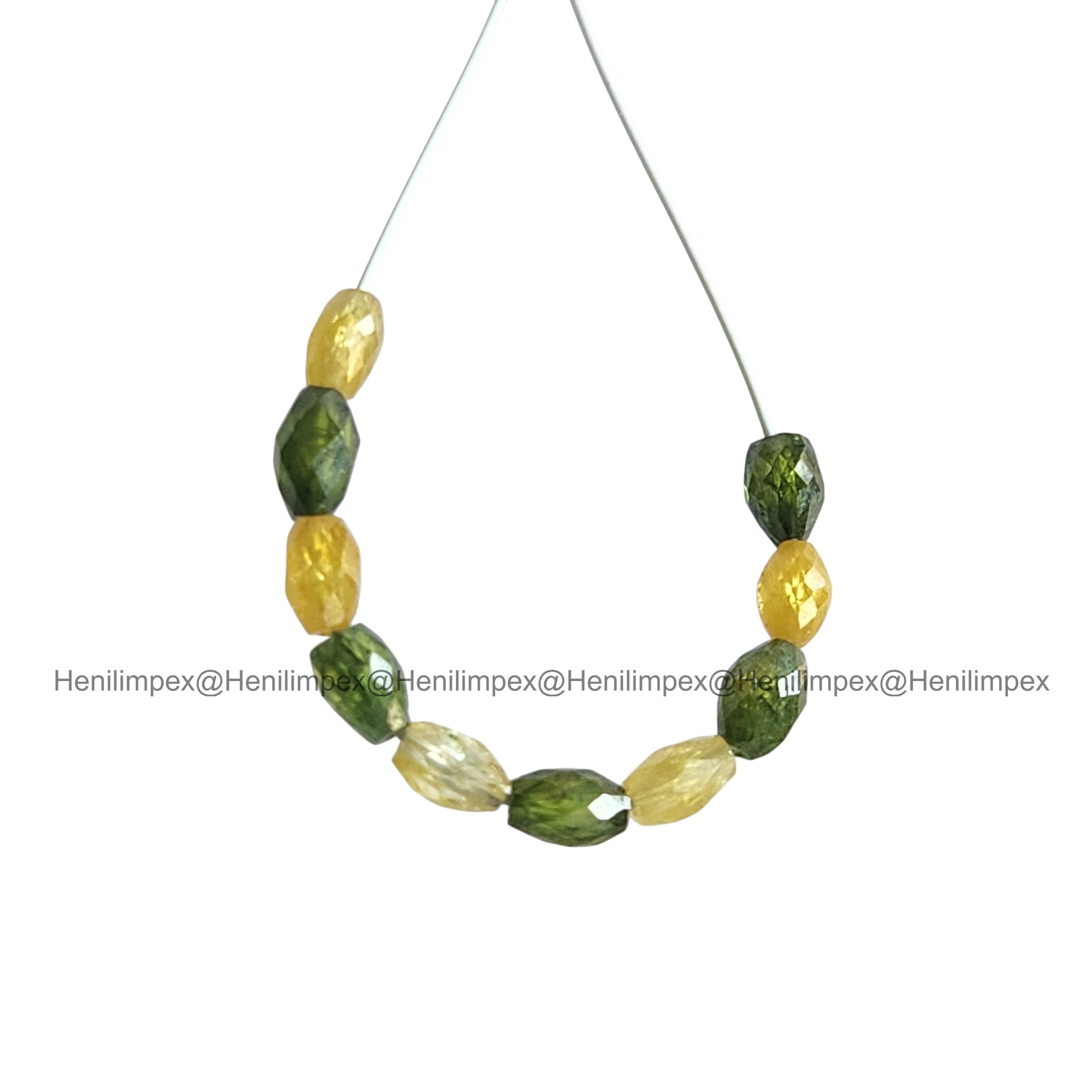 1.03 Ct 2.00-3.00 MM Natural Yellow Green Color Drums Loose Diamond Beads wt Drilled Hole for Necklace