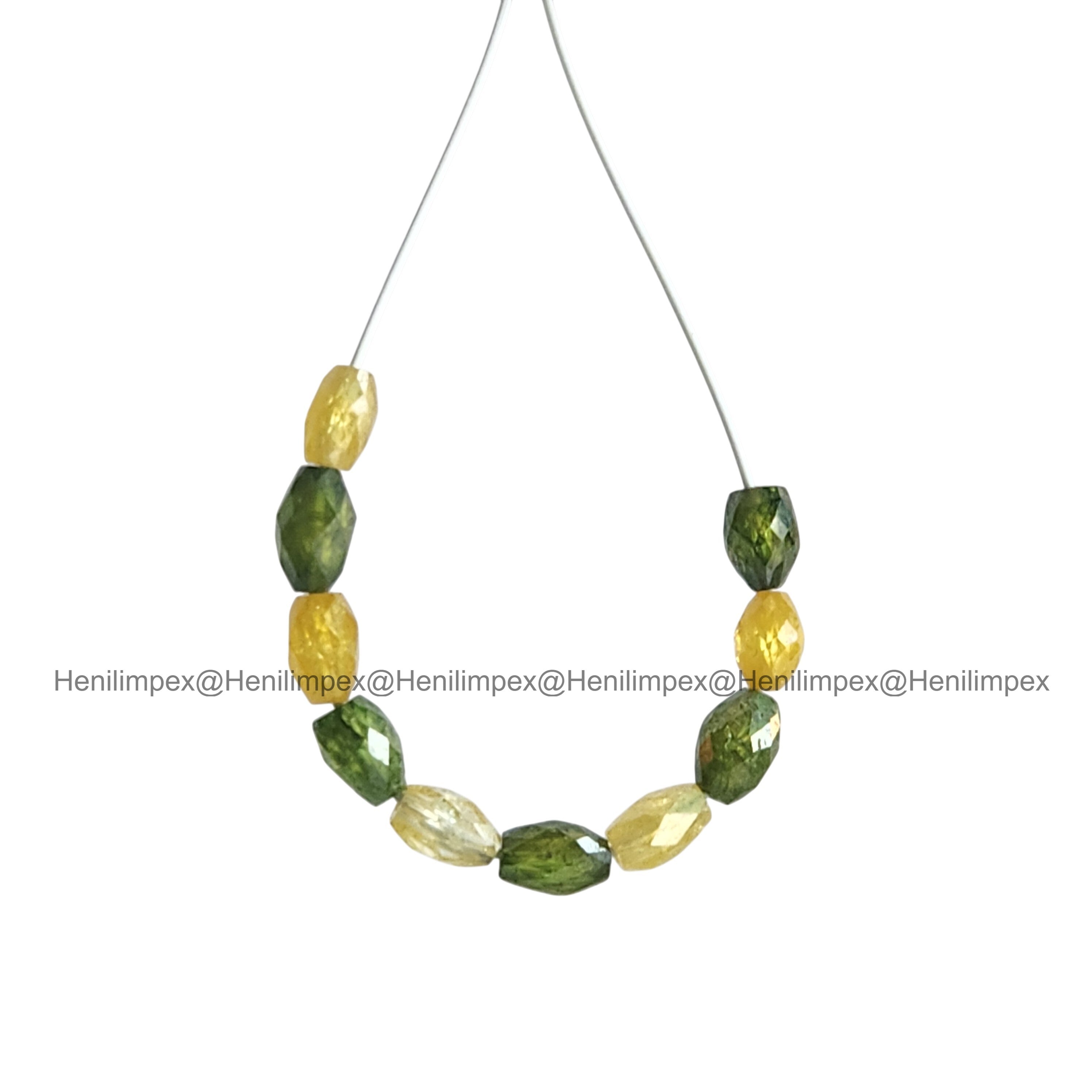 1.03 Ct 2.00-3.00 MM Natural Yellow Green Color Drums Loose Diamond Beads wt Drilled Hole for Necklace