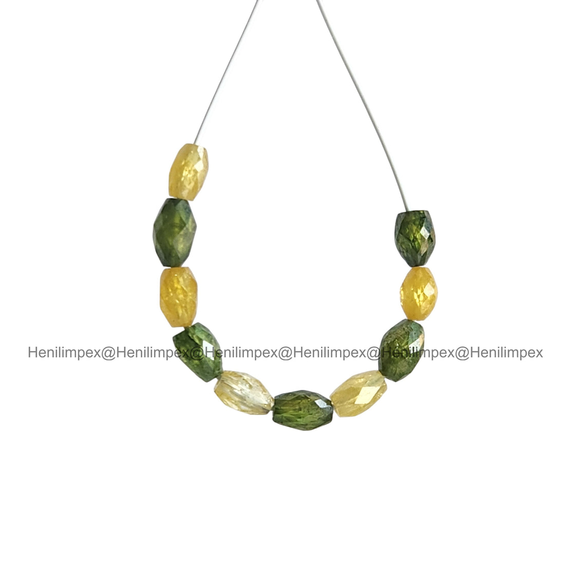 1.03 Ct 2.00-3.00 MM Natural Yellow Green Color Drums Loose Diamond Beads wt Drilled Hole for Necklace