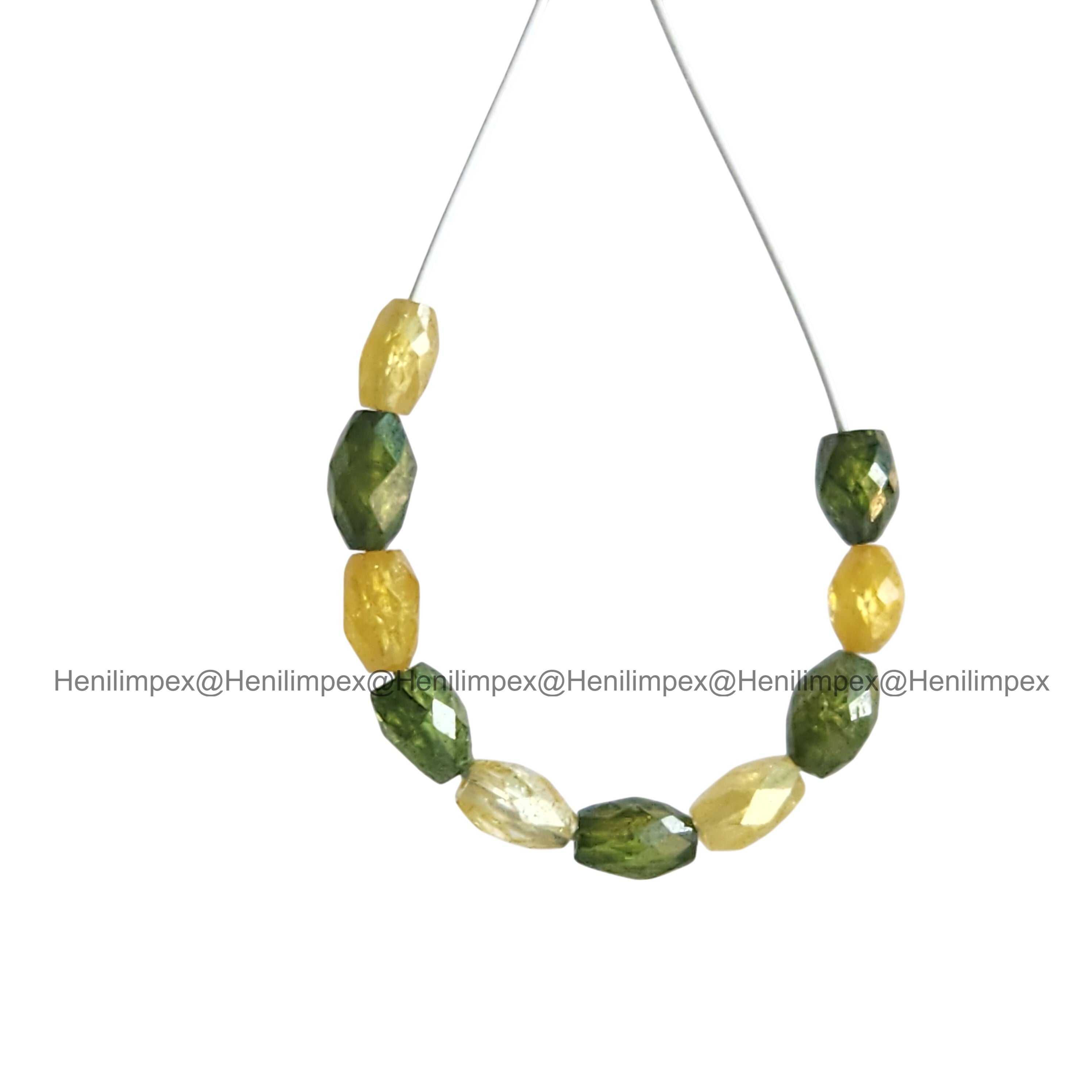 1.03 Ct 2.00-3.00 MM Natural Yellow Green Color Drums Loose Diamond Beads wt Drilled Hole for Necklace
