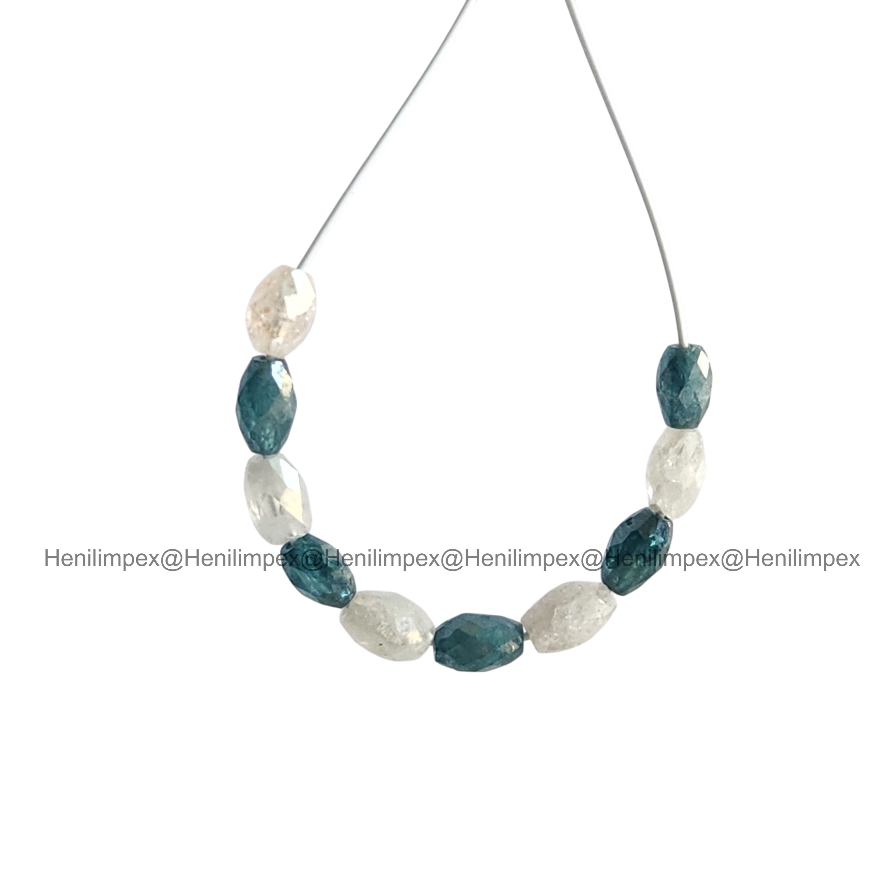 1.00 Ct 2.00-3.00 MM Natural White Blue Long Drilled Loose Diamond Beads wt Drilled Hole for Necklace