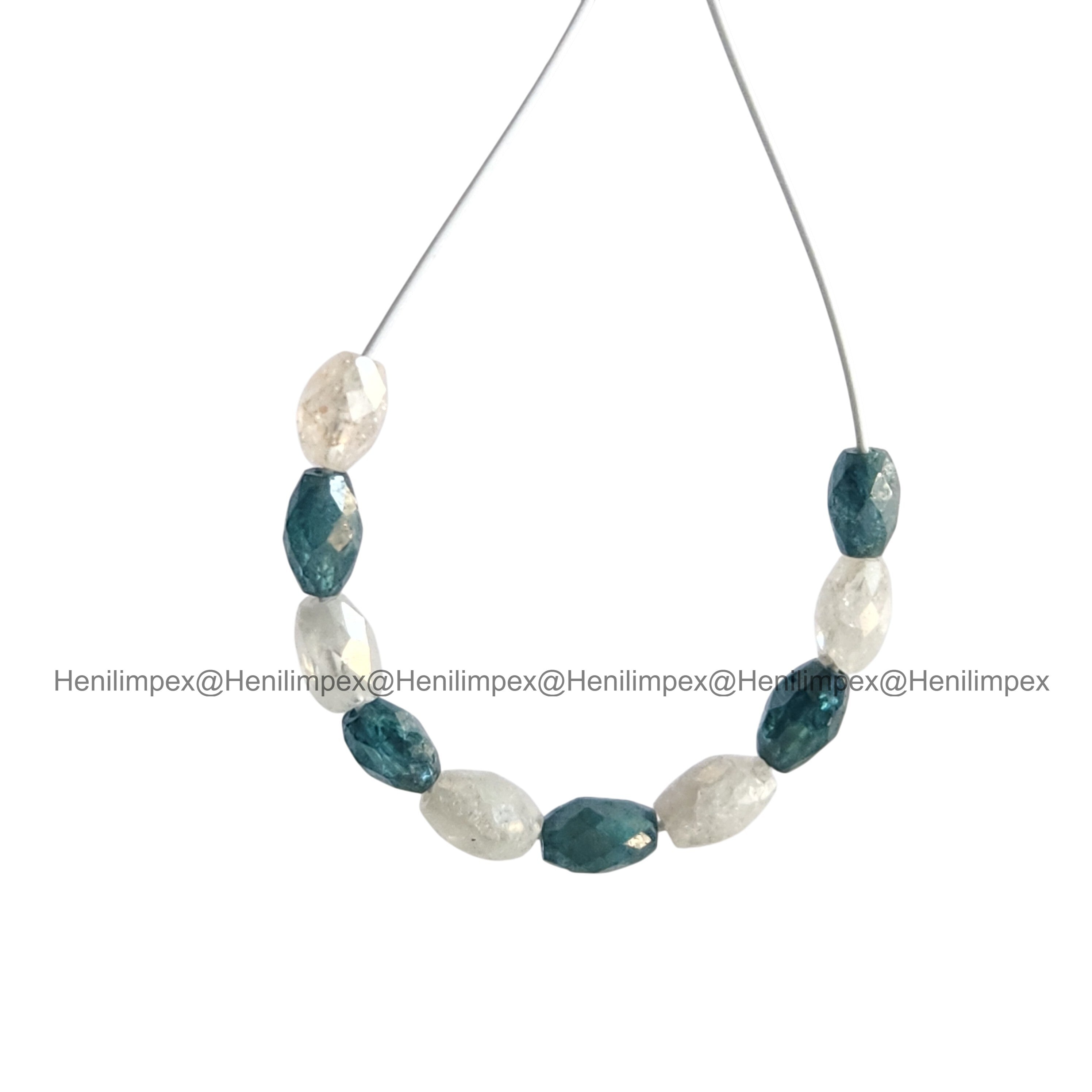 1.00 Ct 2.00-3.00 MM Natural White Blue Long Drilled Loose Diamond Beads wt Drilled Hole for Necklace
