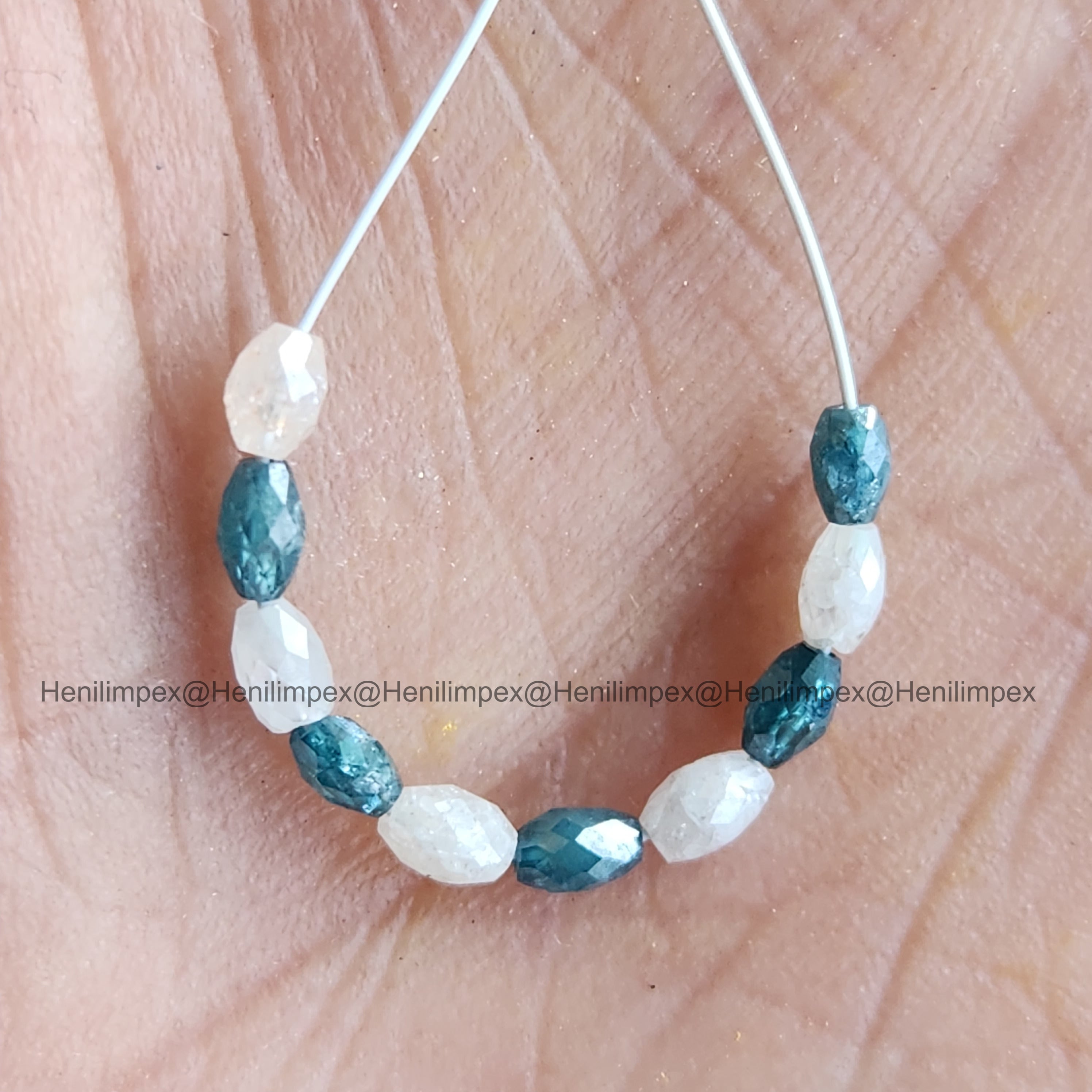 1.00 Ct 2.00-3.00 MM Natural White Blue Long Drilled Loose Diamond Beads wt Drilled Hole for Necklace
