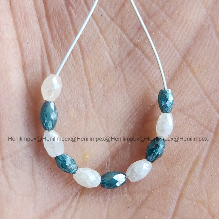 1.00 Ct 2.00-3.00 MM Natural White Blue Long Drilled Loose Diamond Beads wt Drilled Hole for Necklace