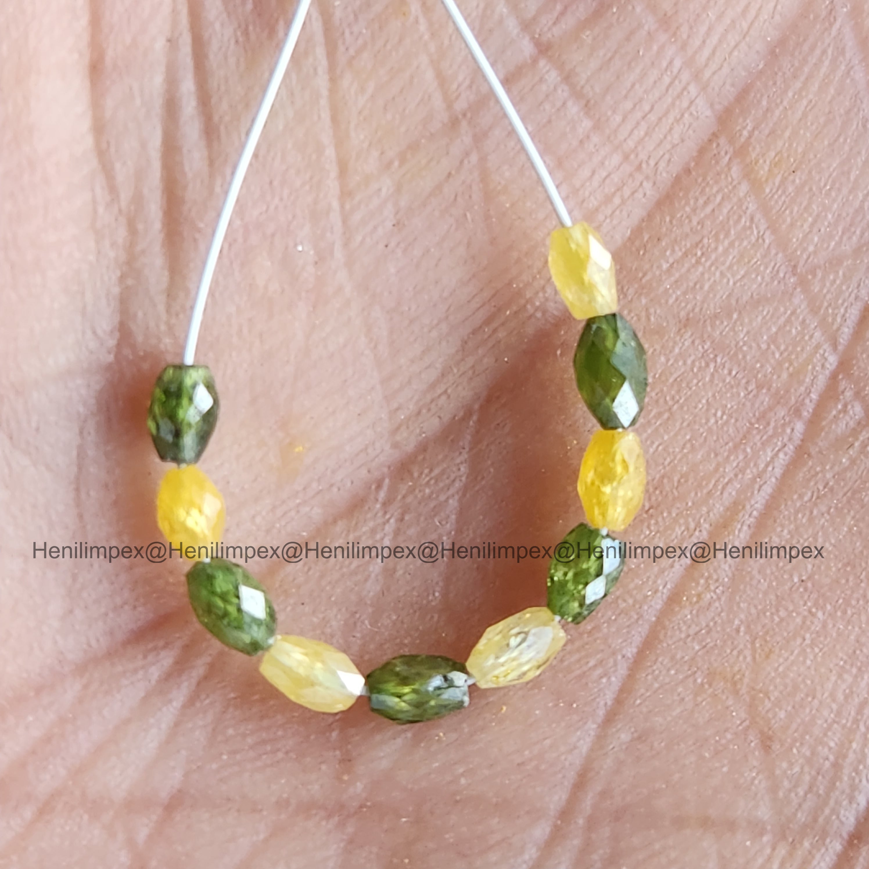 1.03 Ct 2.00-3.00 MM Natural Yellow Green Color Drums Loose Diamond Beads wt Drilled Hole for Necklace