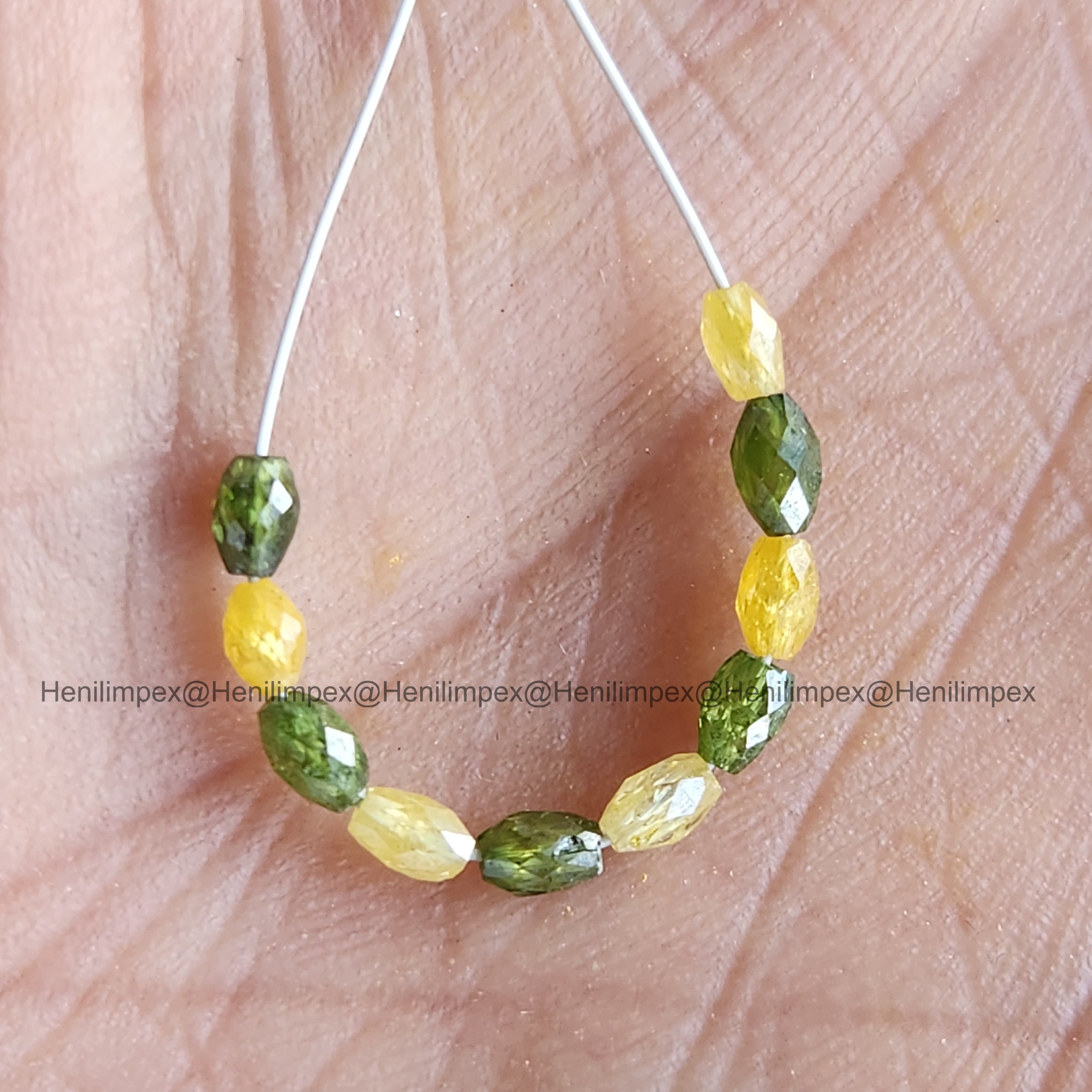 1.03 Ct 2.00-3.00 MM Natural Yellow Green Color Drums Loose Diamond Beads wt Drilled Hole for Necklace